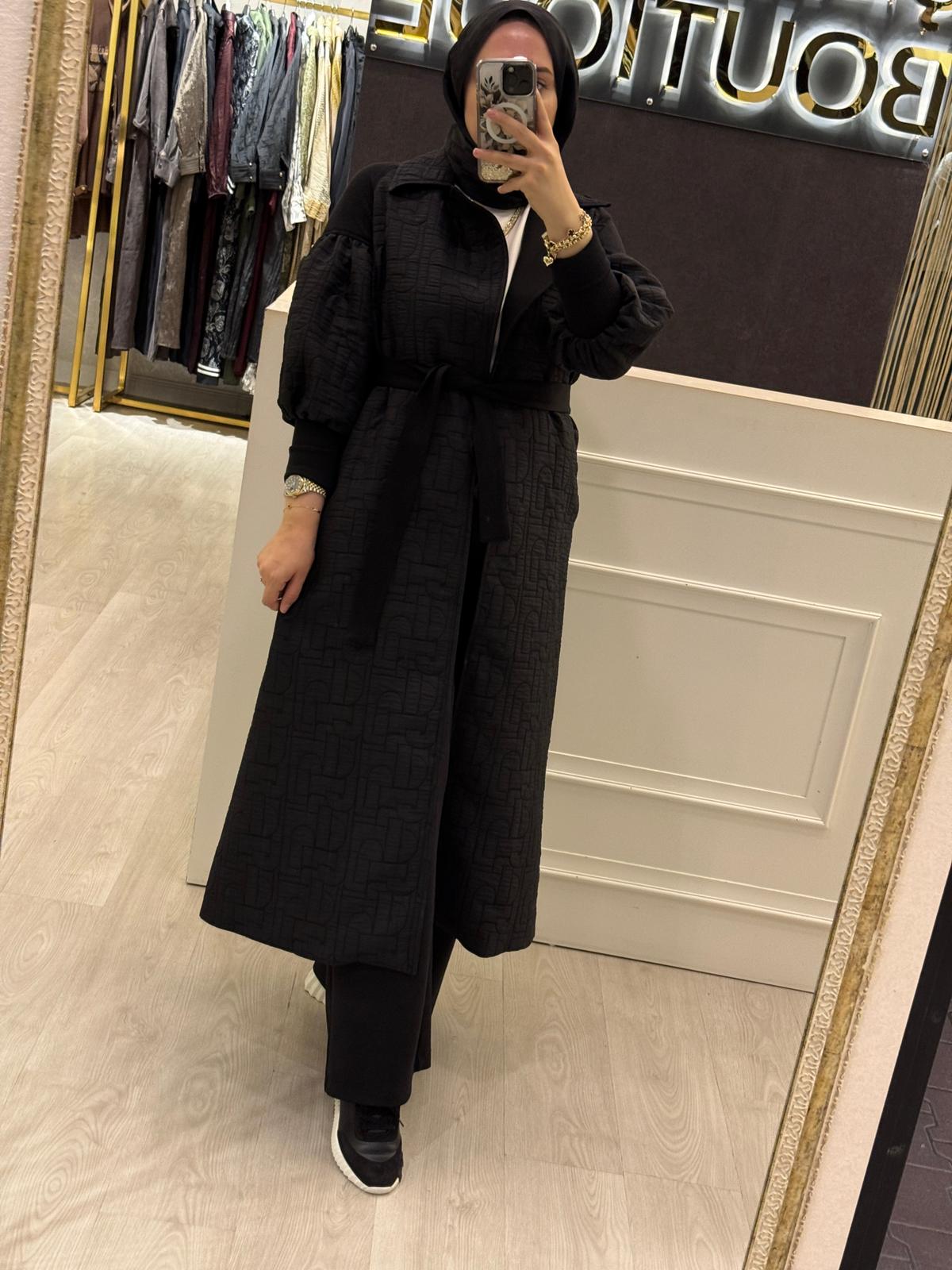 CEREMONY Omuzları Ribana Detaylı BElden Kuşaklı Kap