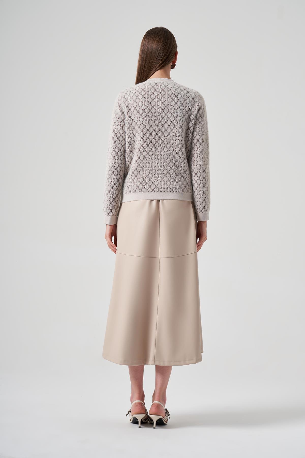 NUSS Baklava Desenli Çift Renk Angore Kısa Hırka