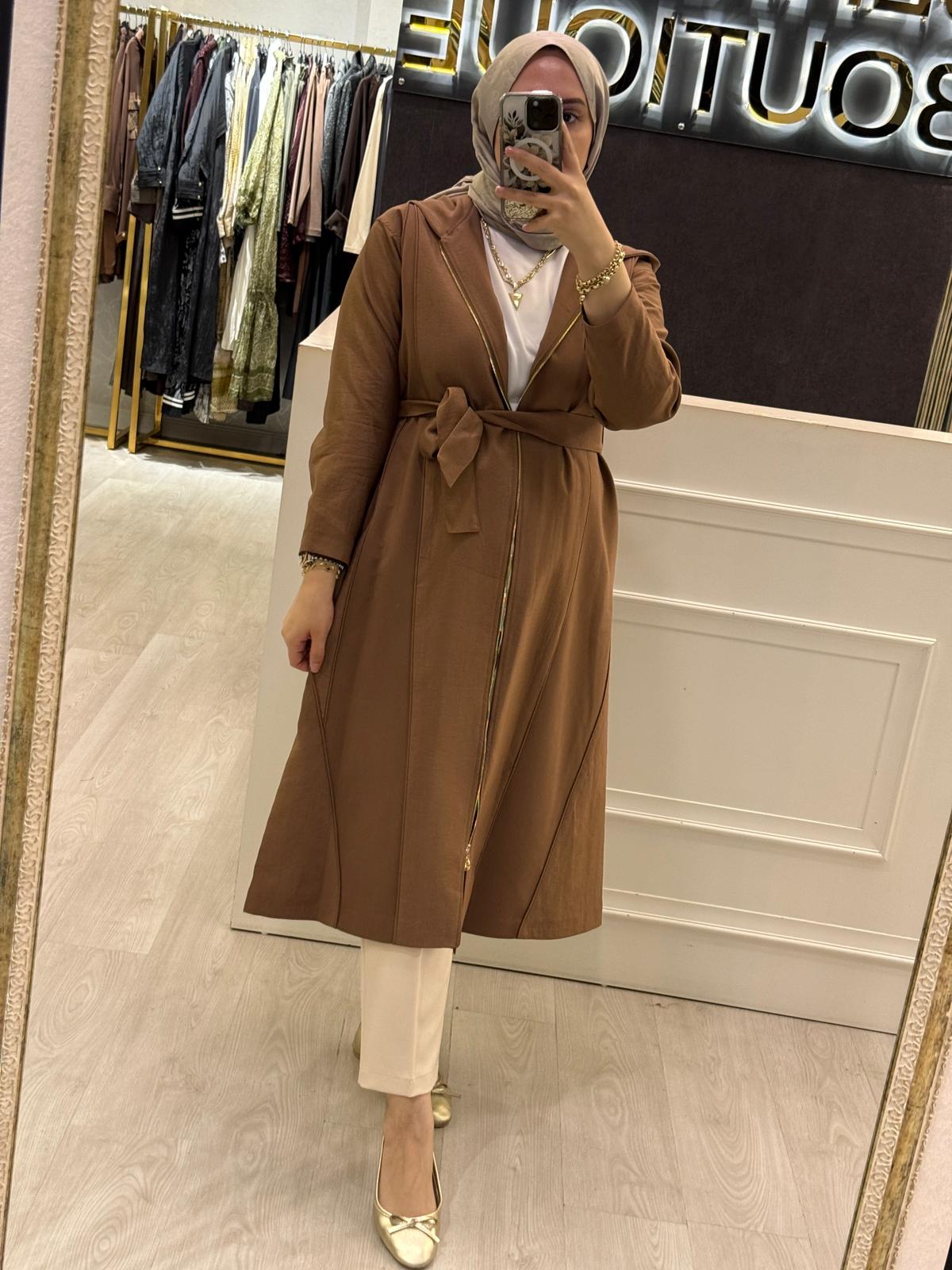 CEREMONY Ara Biye Detaylı Önden Fermuarlı Dubai Garnili Kap