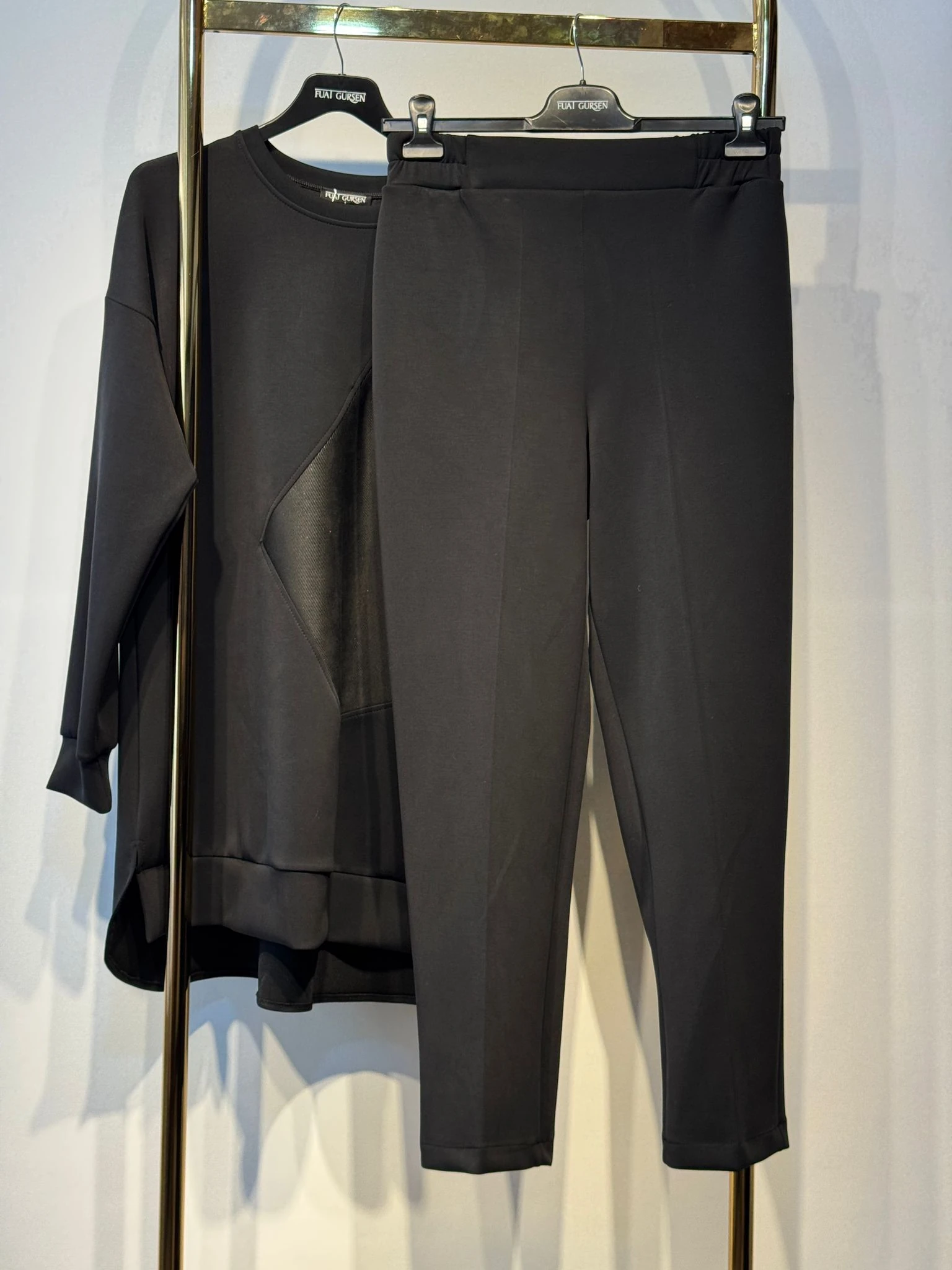 FUAT GÜRSEN Göğüs Taş İşlemeli Mix Tunik - Pantolon Takım