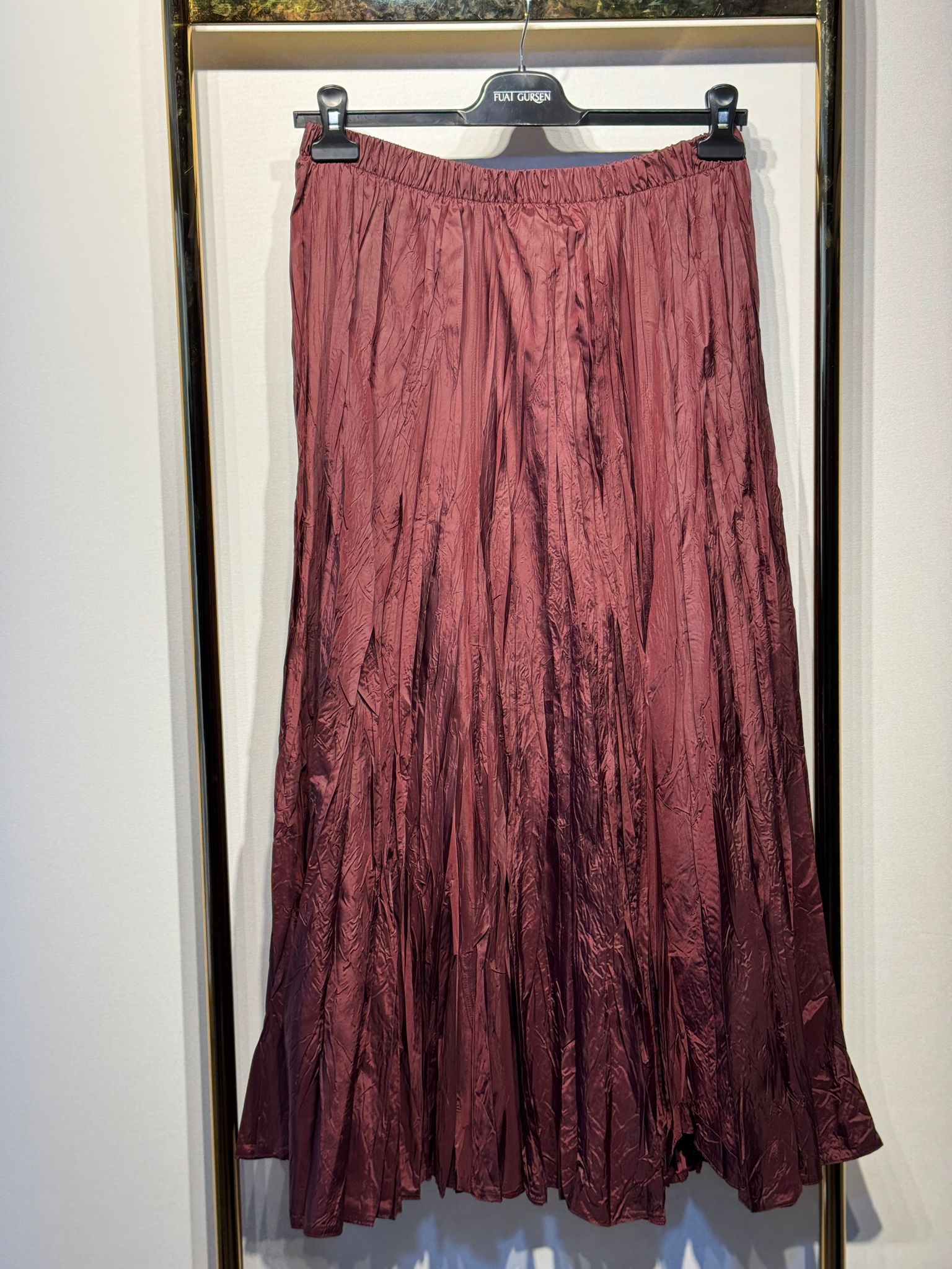 FUAT GÜRSEN Saten Kırıştırma Beli Lastikli Rahat Etek