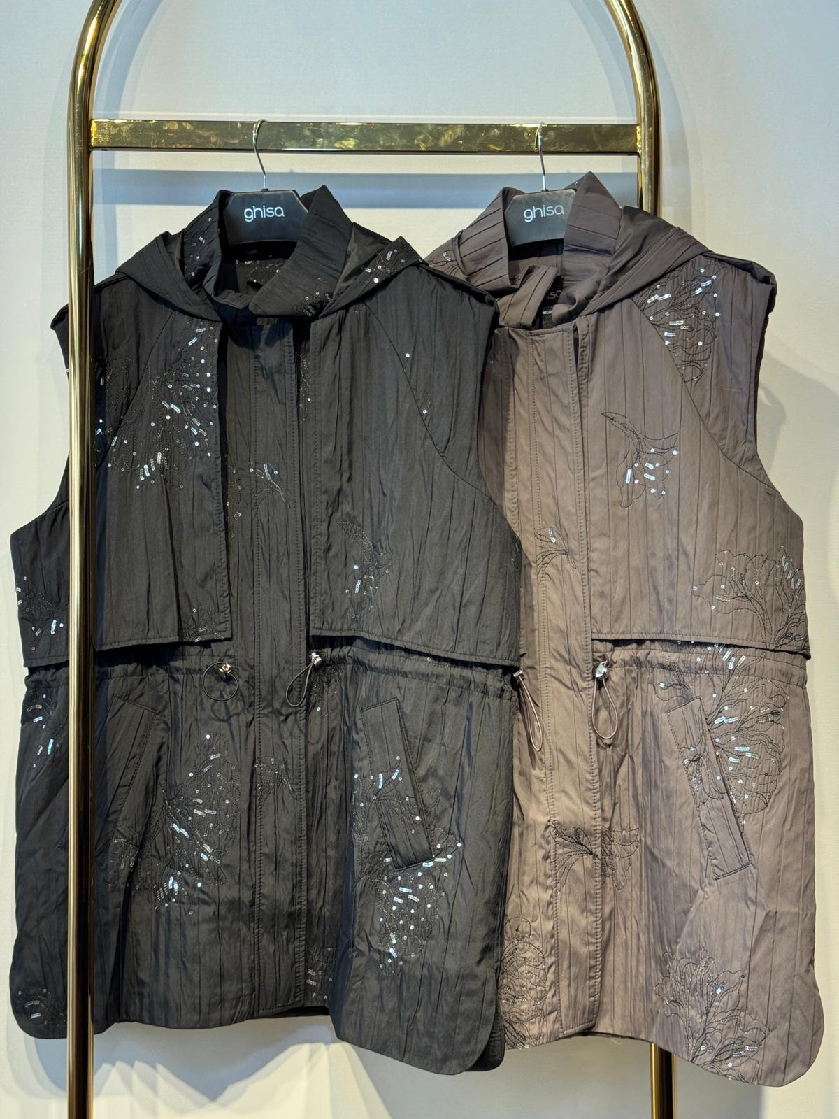 GHİSA Nakış ve Payet İşlemeli Kapşon - Apolet Detaylı Tasarım Yelek