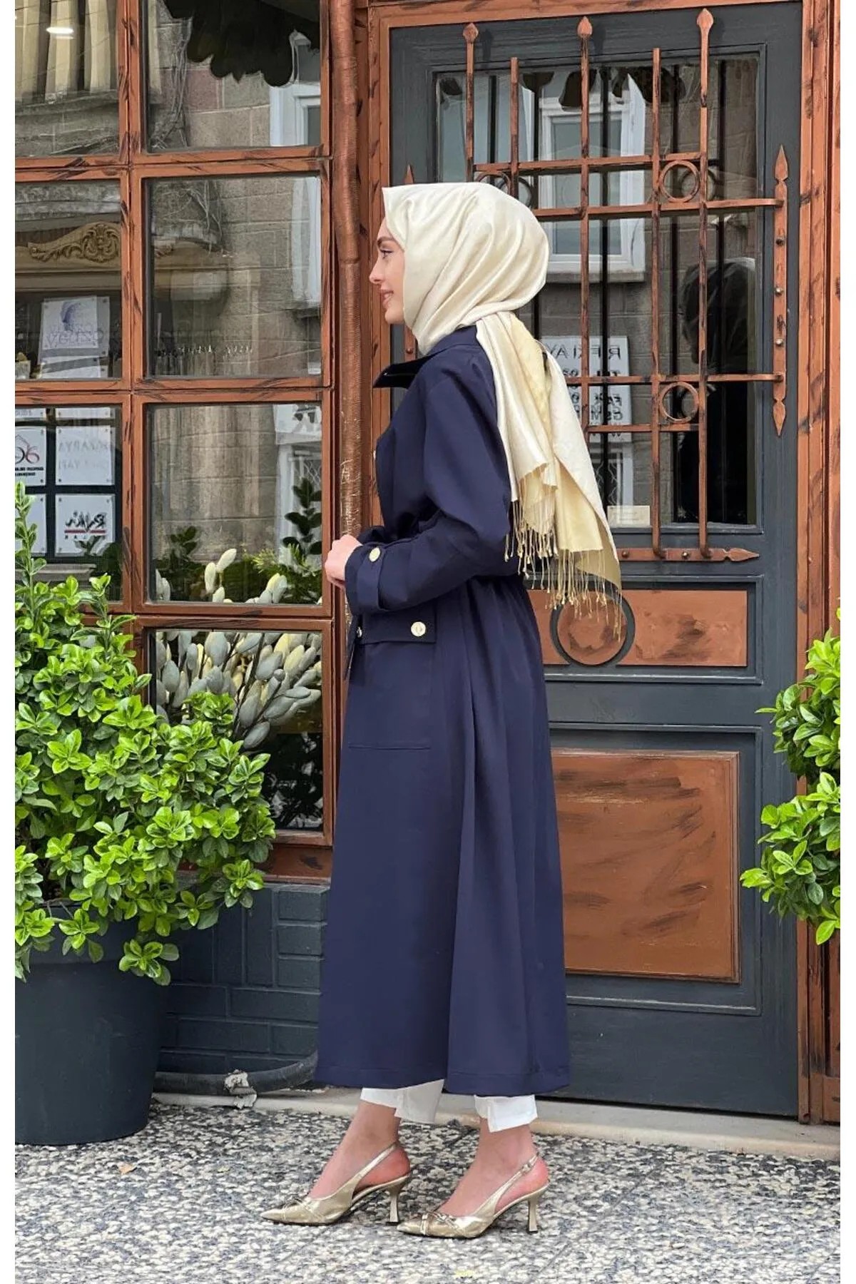 MİSSWHENCE 35506 İKİ CEPLİ KENDİNDEN BAĞLAMALI ARA BOY PARDESÜ