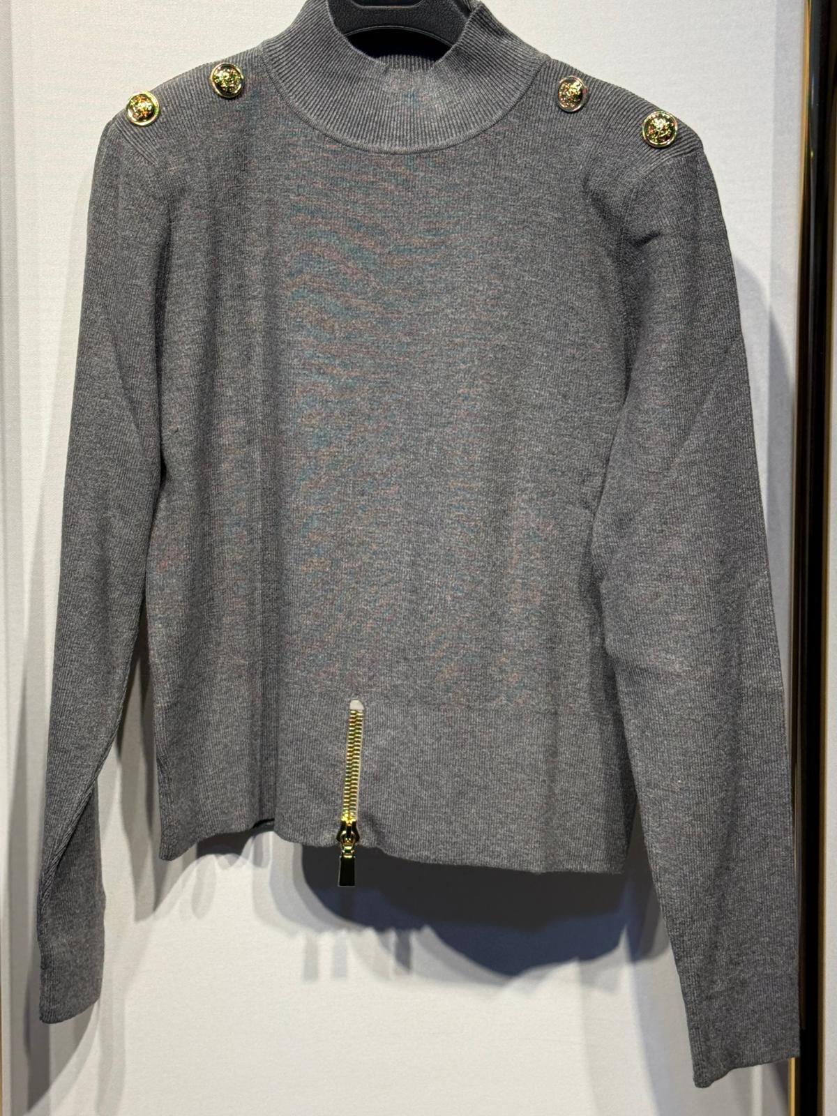 GHİSA Omuz Gold Düğme İşlemeli Fermuar Detaylı Vatkalı Merserize Tunik