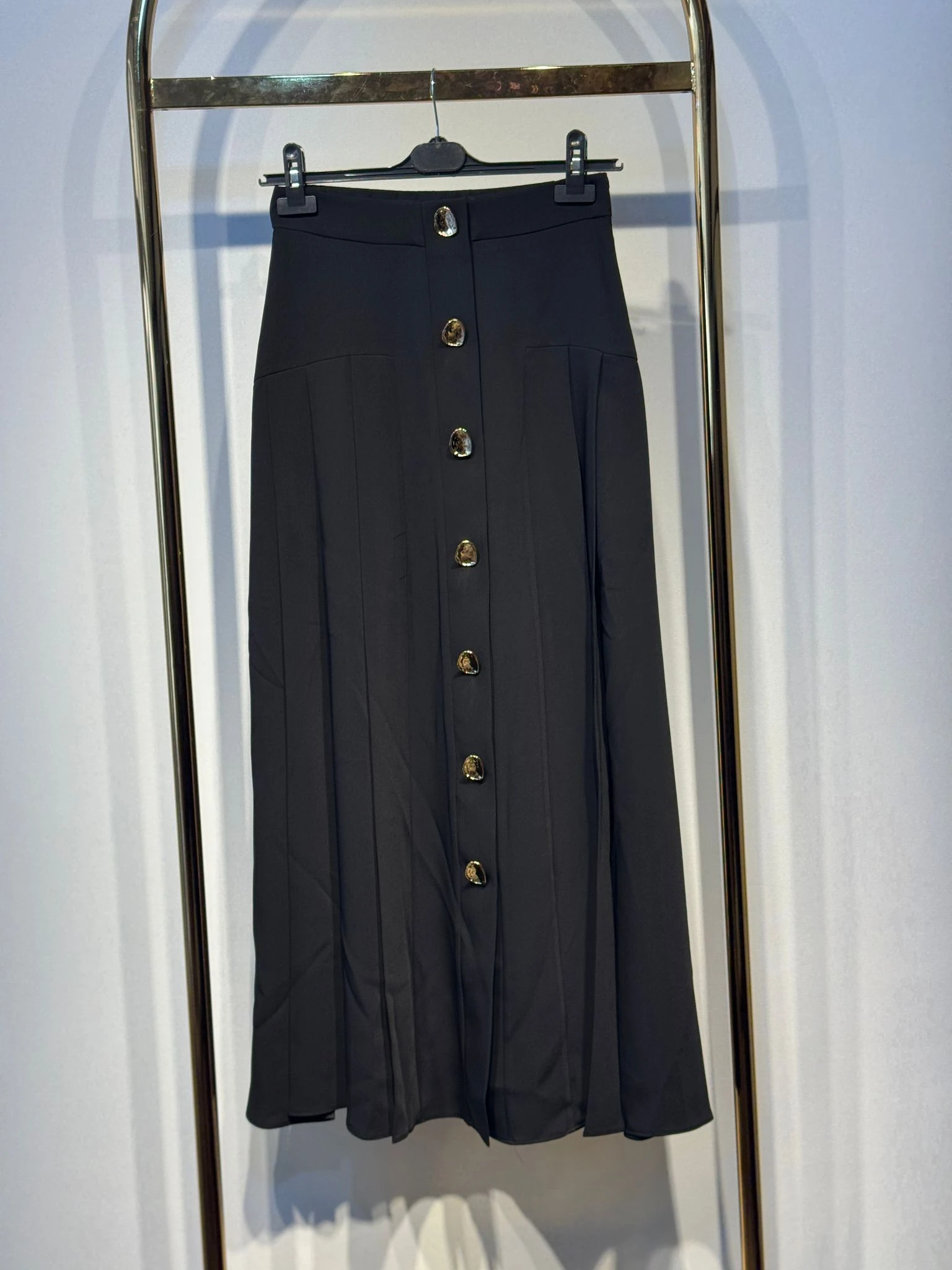 Sİ Desing my8 3112 Geniş Pliseli Önden Gold Düğme Detaylı Çan Etek