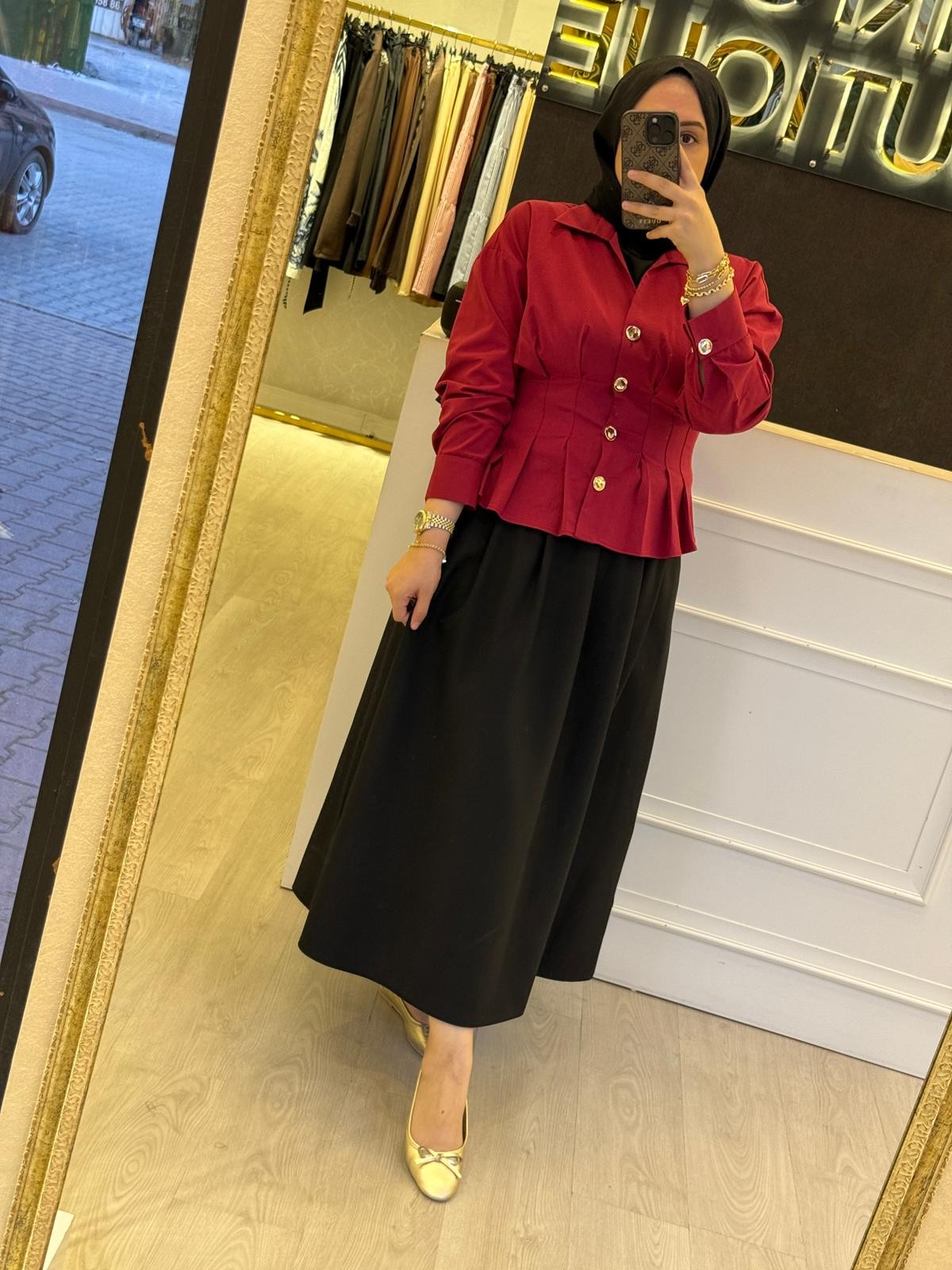 EXQUİSE  Bakır Düğmeli Rahat Erika Gömlek