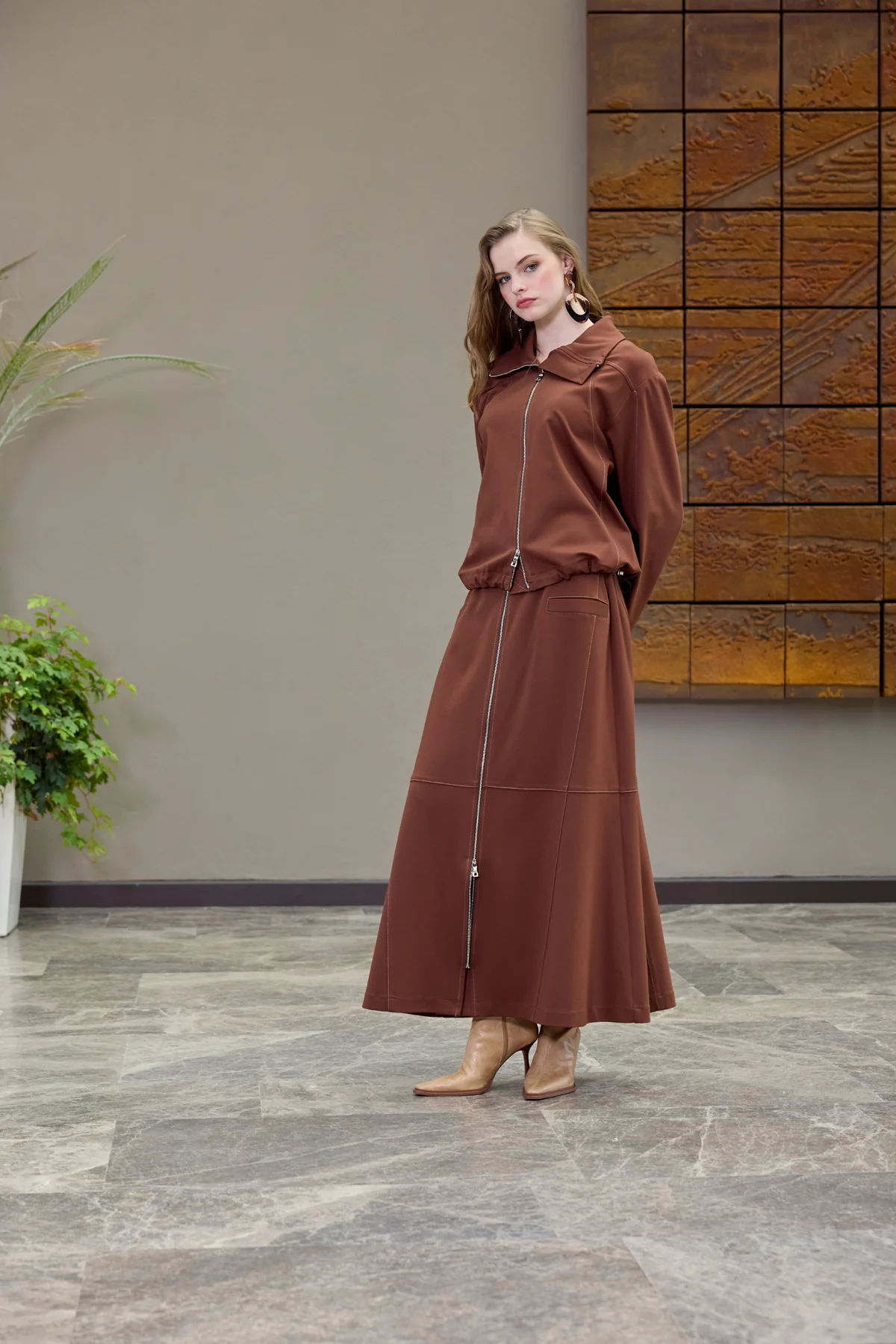 MİSSWHENCE 38201 Önden Fermuarlı Ceket -  Fermuarlı Spor Etek Takım