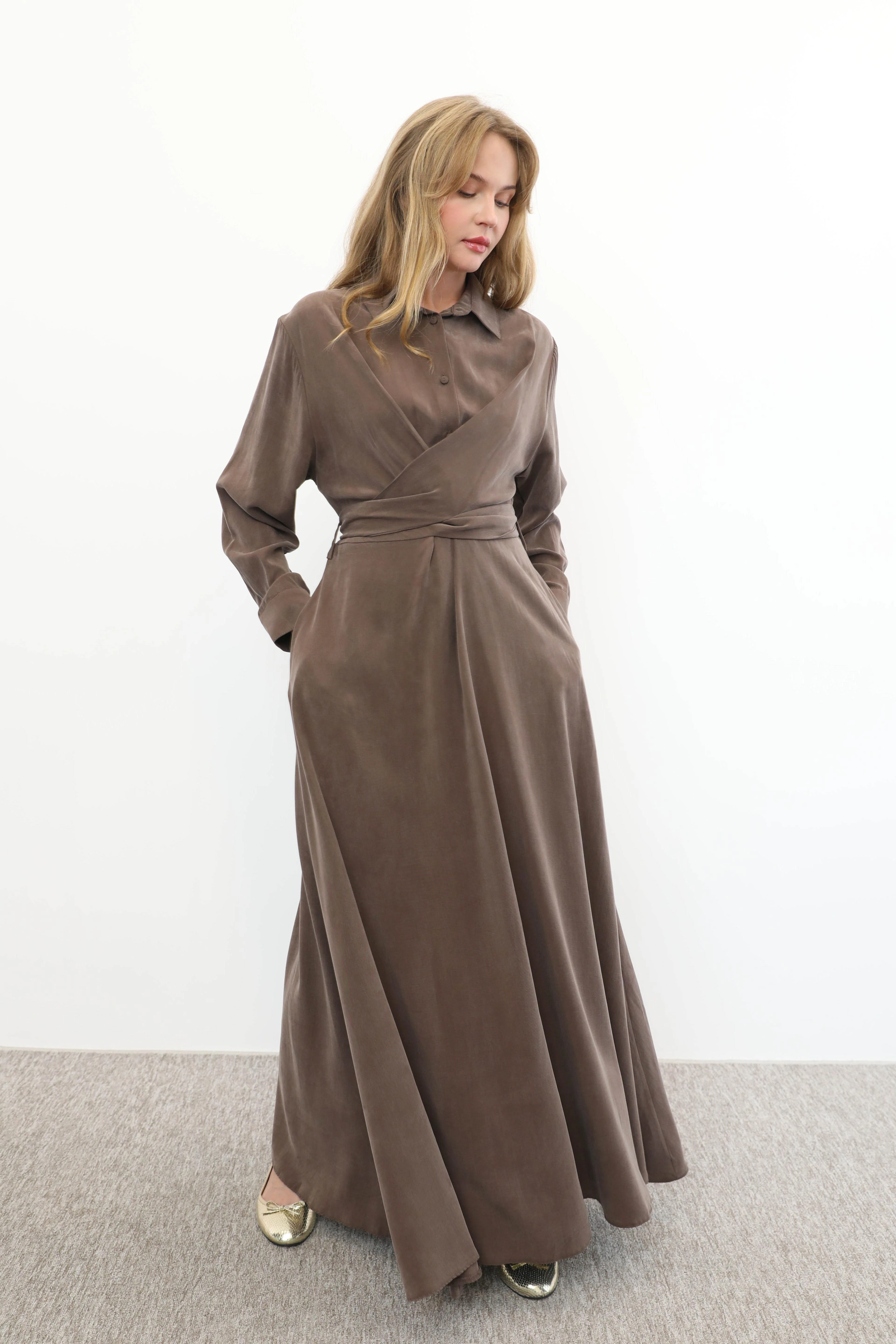 CEREMONY BAĞLAMALI TENCEL ELBİSE