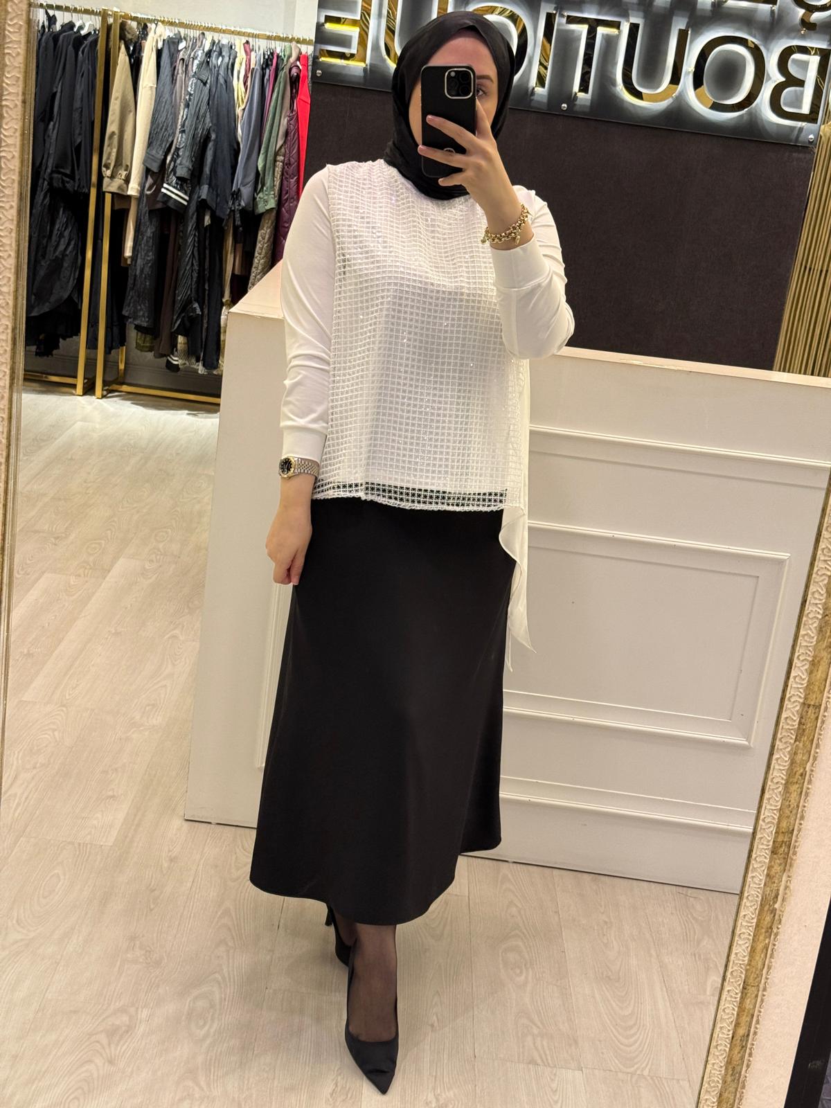 FUAT GÜRSEN File İşlemeli Payetli Tasarım Tunik