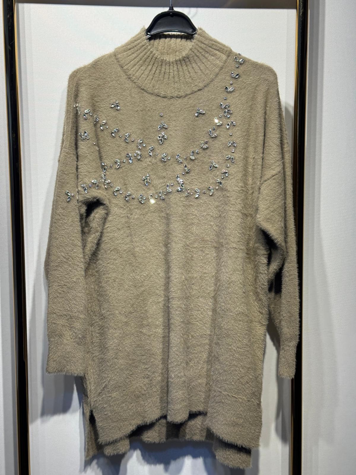 NUSS Pırlanta İşlemeli Angora Kazak