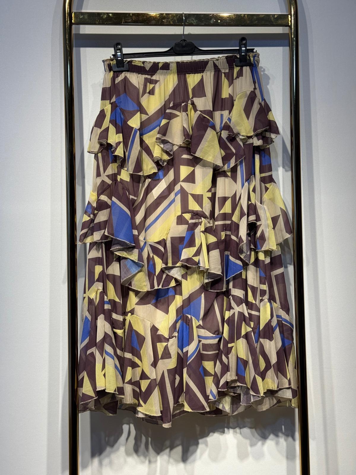 MİSSEMRAMİSS Amarose Volanlı Şifon Desenli Etek