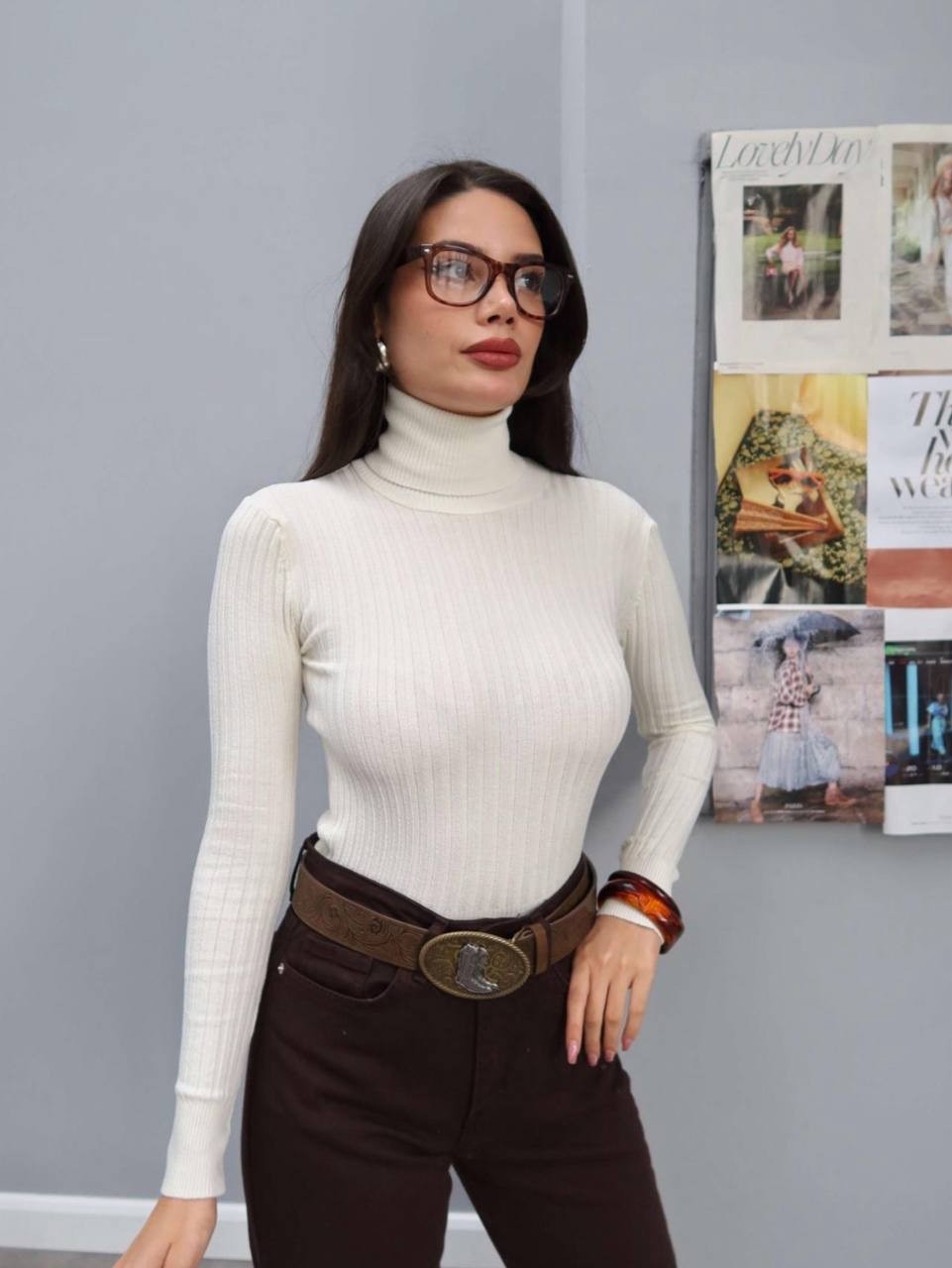 HOT FASHİON Fitilli Balıkçı Yaka Kazak