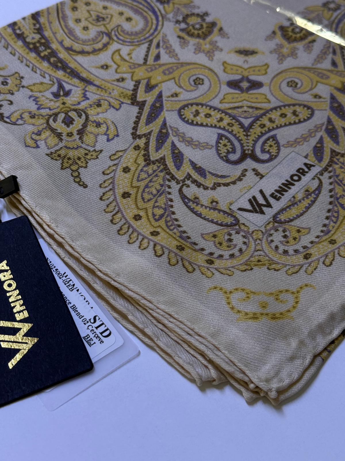 WENNORA Elegance Blend 02 Çerçeve Etnik Desen Tasarım Şal