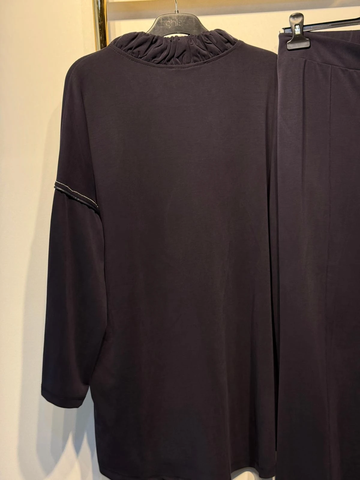 GHİSA Yaka Deri Garni Çiçek Nakış İşlemeli Rahat Tunik Pantolon Takım