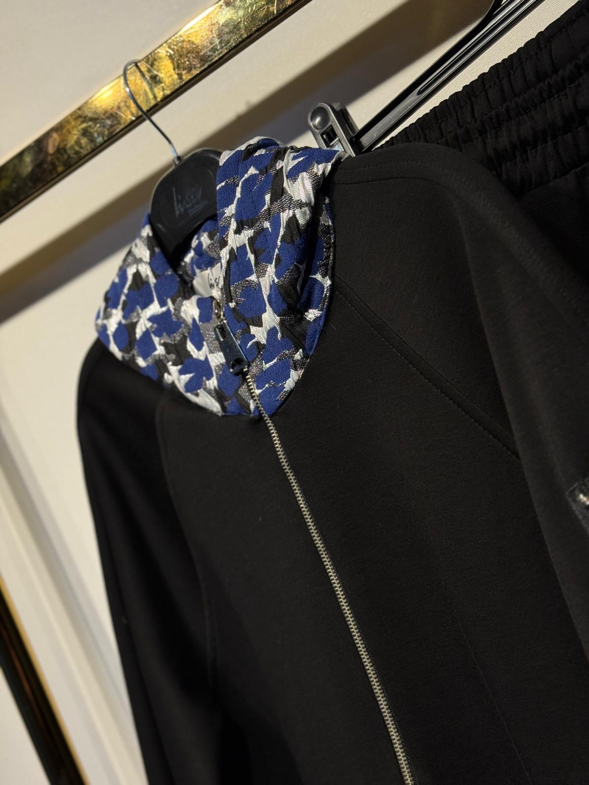 LİSA EXCLUSİVE Desenli Kumaş Mix Kapşonlu Ceket Pantolon Takım