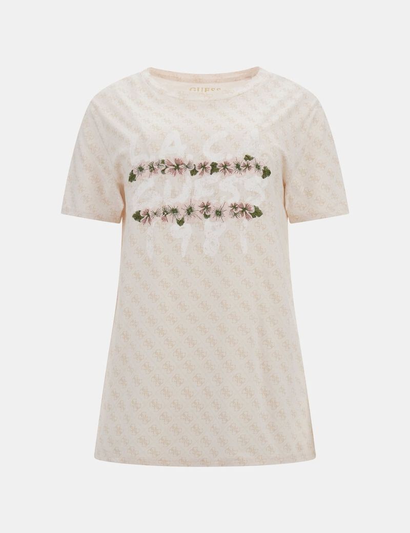 GUESS  Bisiklet Yaka MONOGRAM Baskı Tshirt