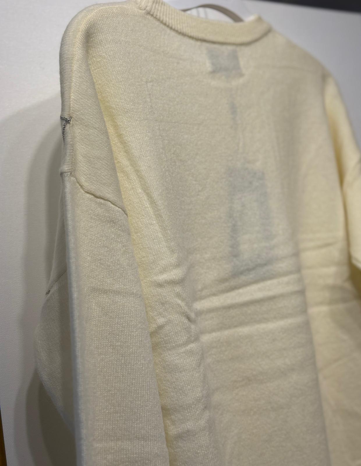 GHİSA Suyolu Mini Taş İşlemeli Tüysüz Angora Kazak