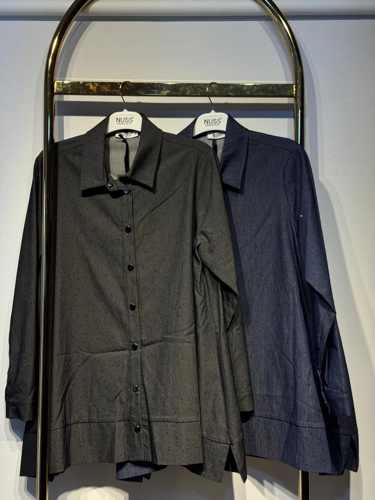 NUSS Pırlanta İşlemeli Denim Kot Gömlek