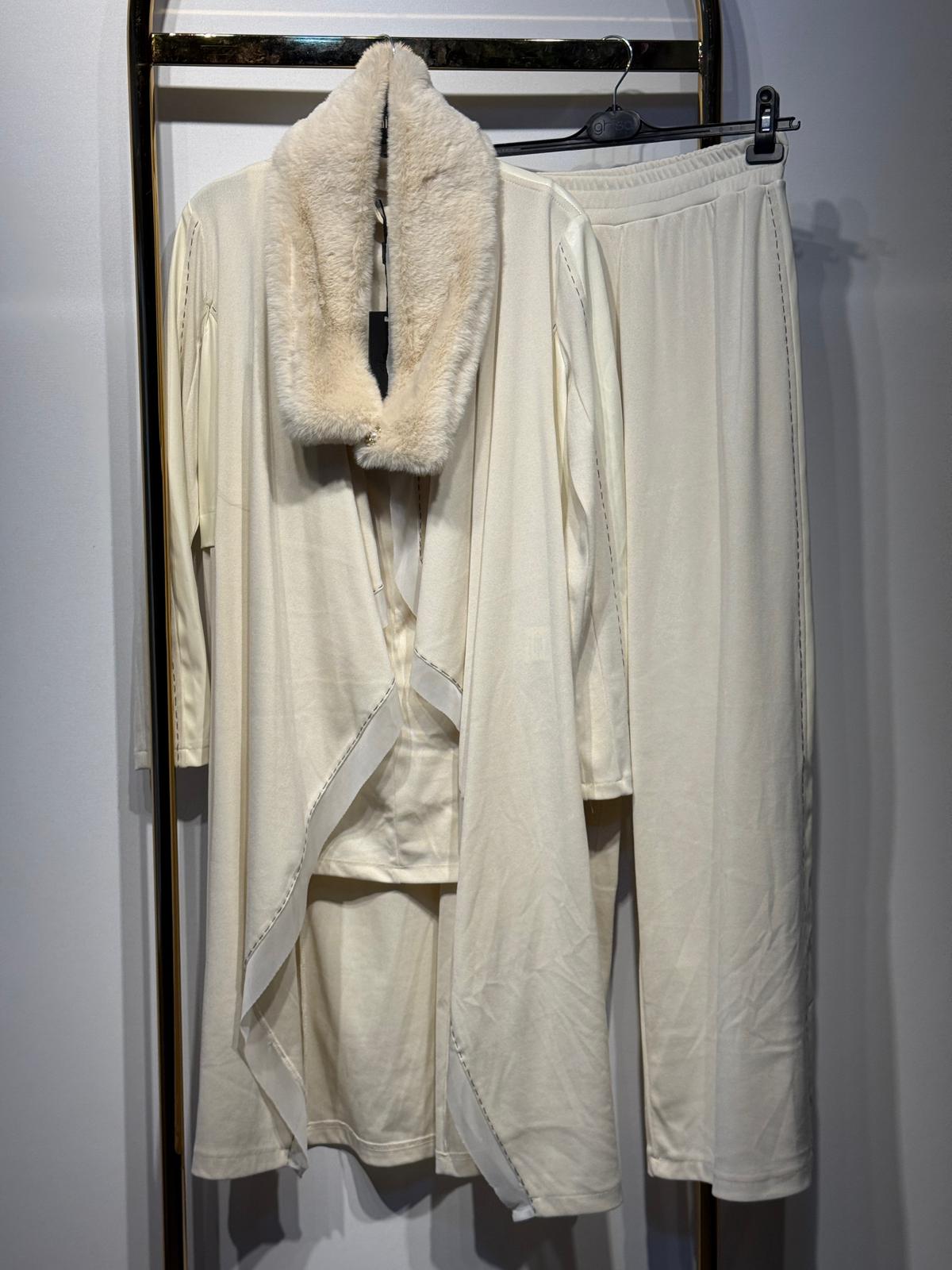 GHİSA Kürk Detaylı Deri Garnili Üçlü Takım