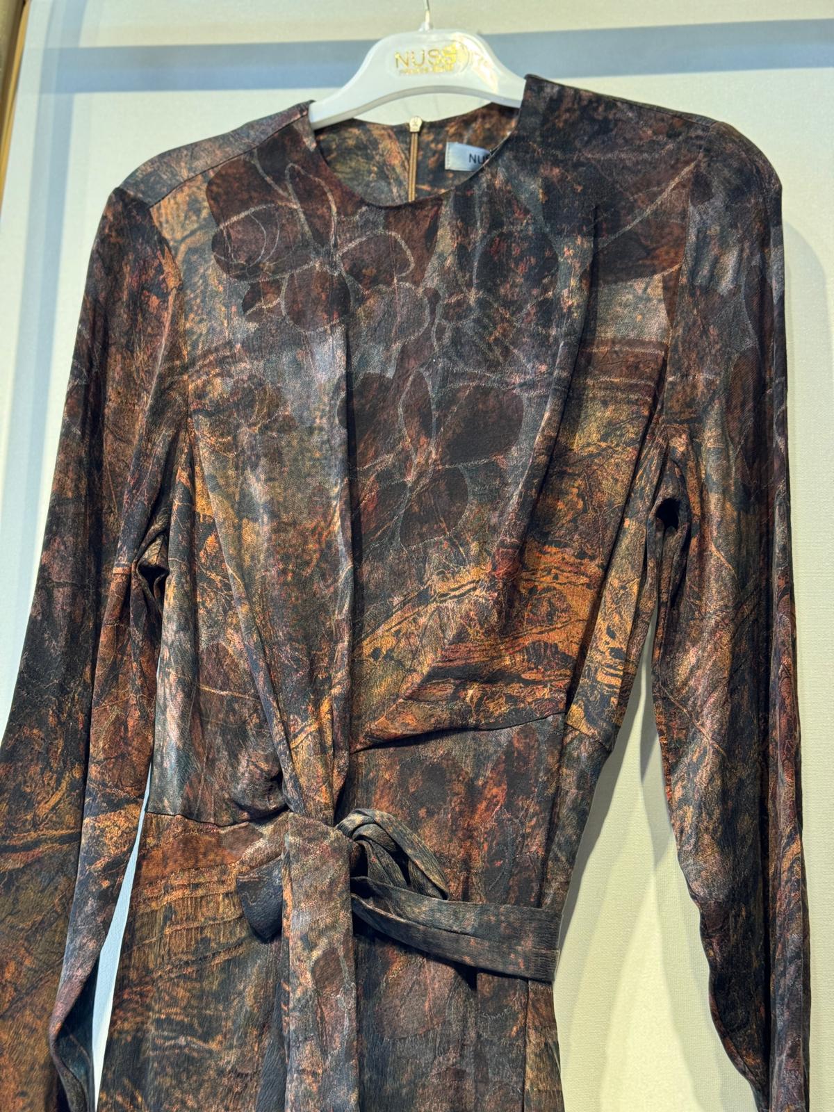 NUSS İpek Cupra Tasarım Uzun Elbise