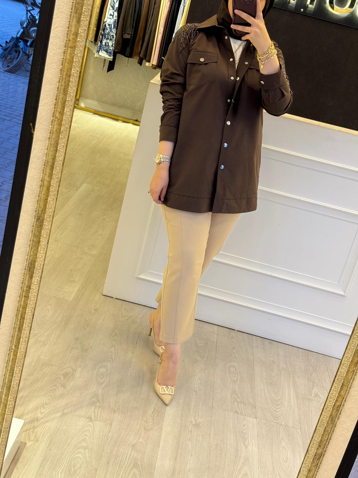 FUAT GÜRSEN Omuz Payet İşlemeli Gömlek Tip Kap