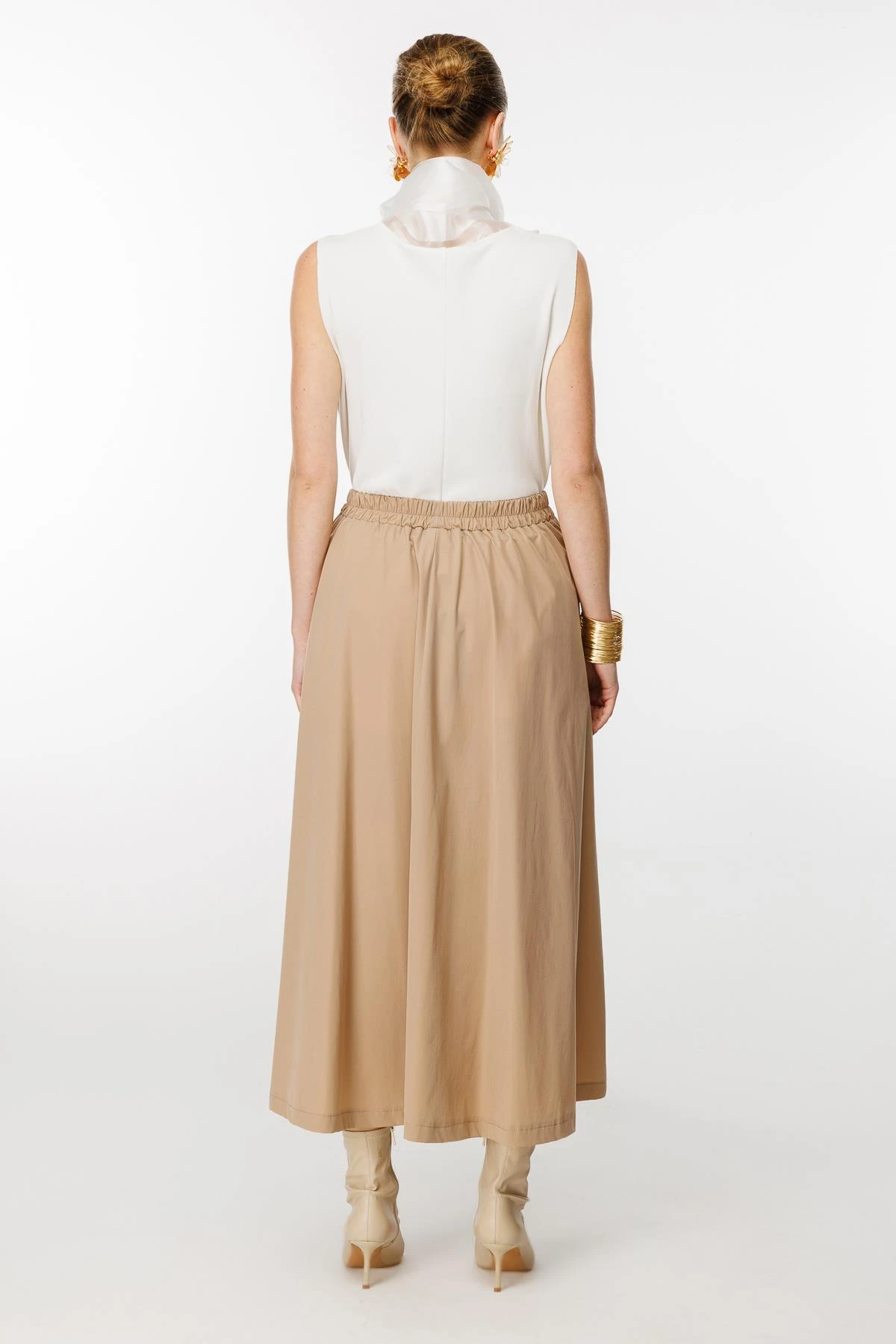 GHİSA LASTİK BAĞCIK DETAYLI BELDEN LASTİKLİ ETEK