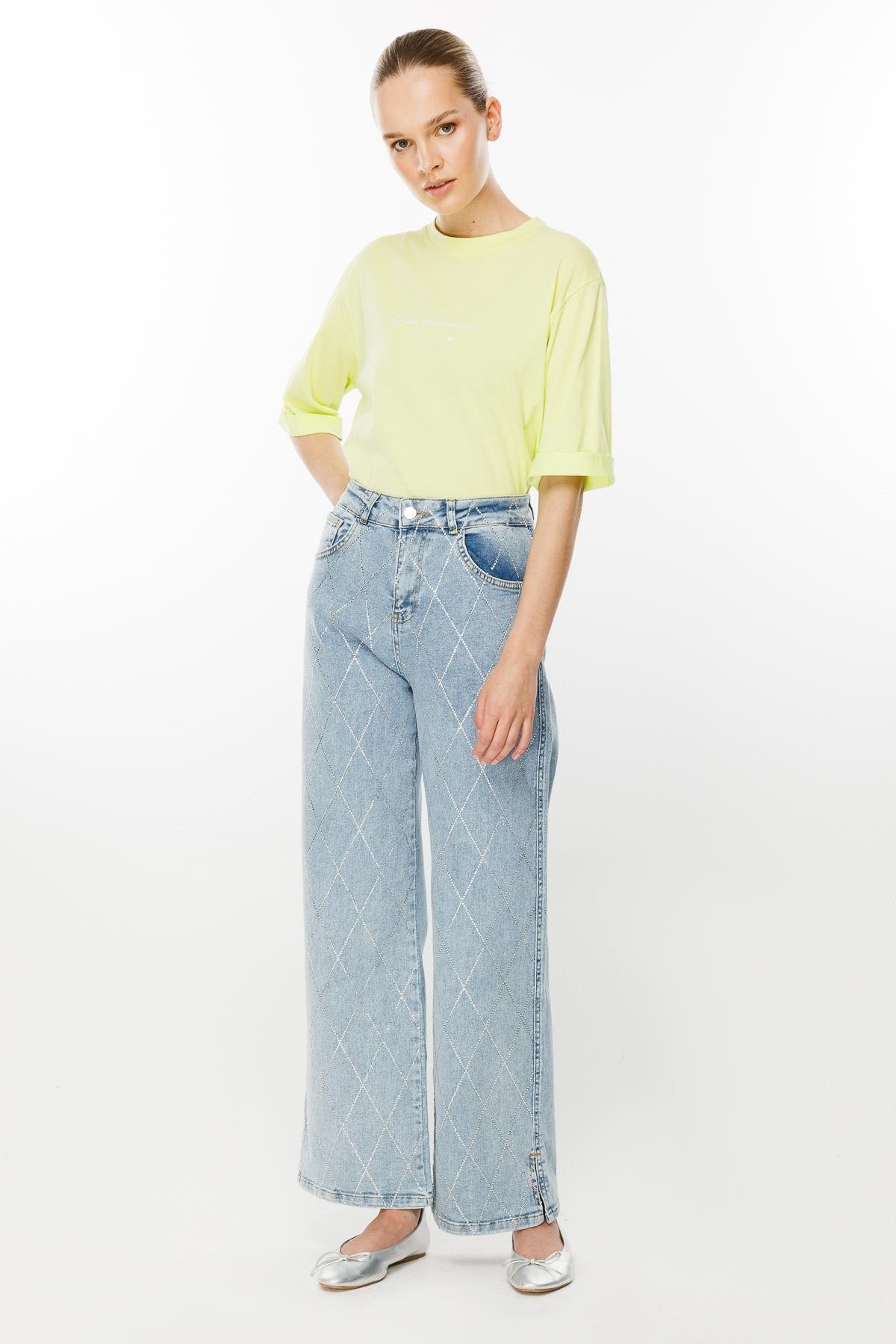 GHİSA TAŞ DETAYLI JEAN KOT PANTOLON