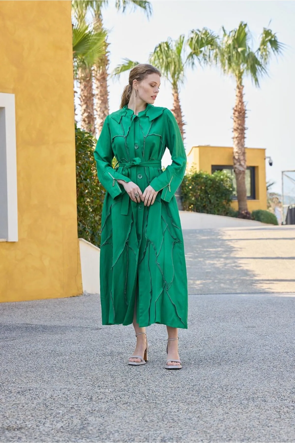 MİSSWHENCE 35507 TERS DİKİŞLİ İPEK KETEN PARDESÜ