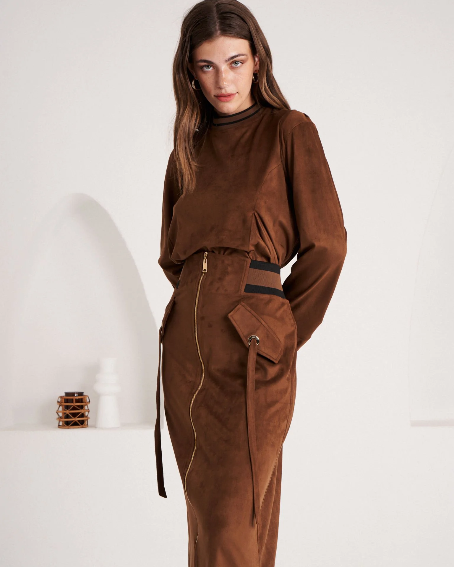 LİSA EXCLUSİVE Tunik - Etek Fermuar Detaylı Takım