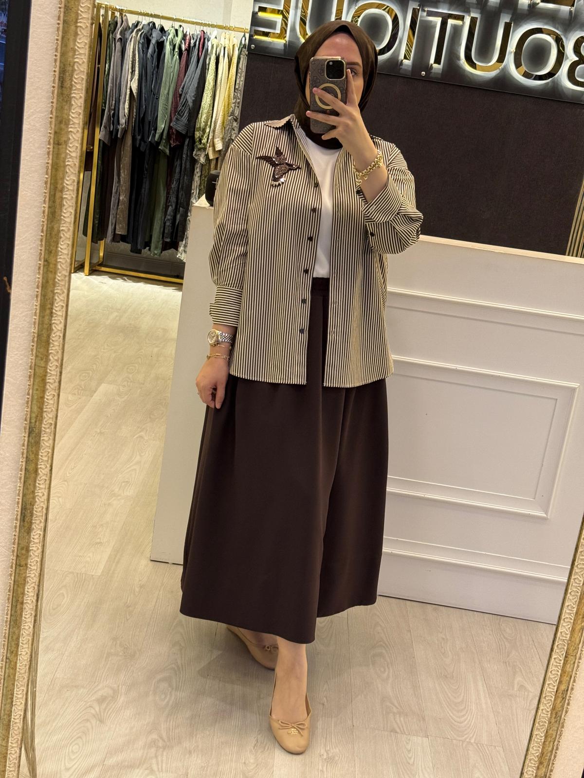 EXQUİSE Kailyn Göğüs Kuş İşlemeli Gömlek