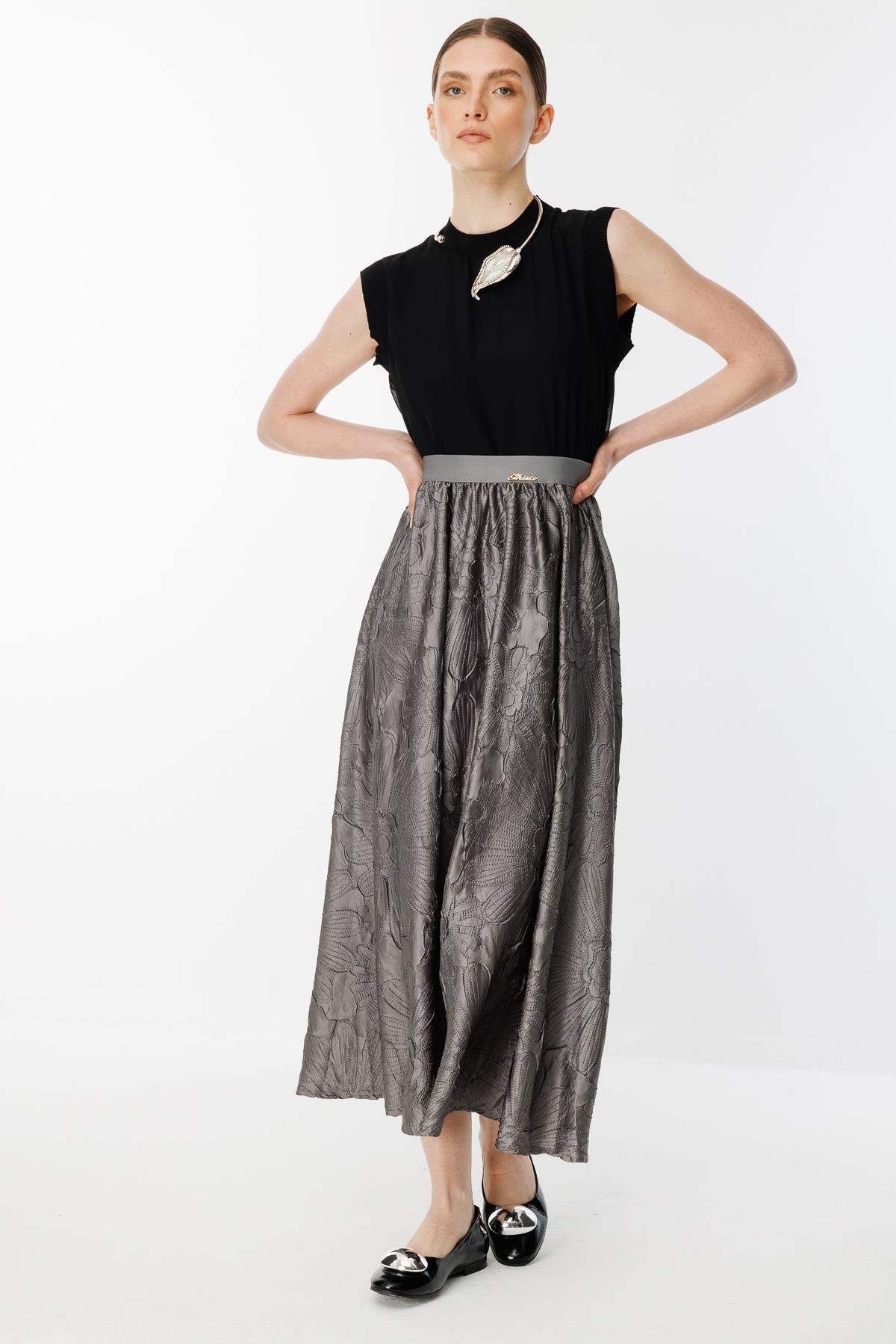 GHİSA Nakış Çiçek İşlemeli Etek