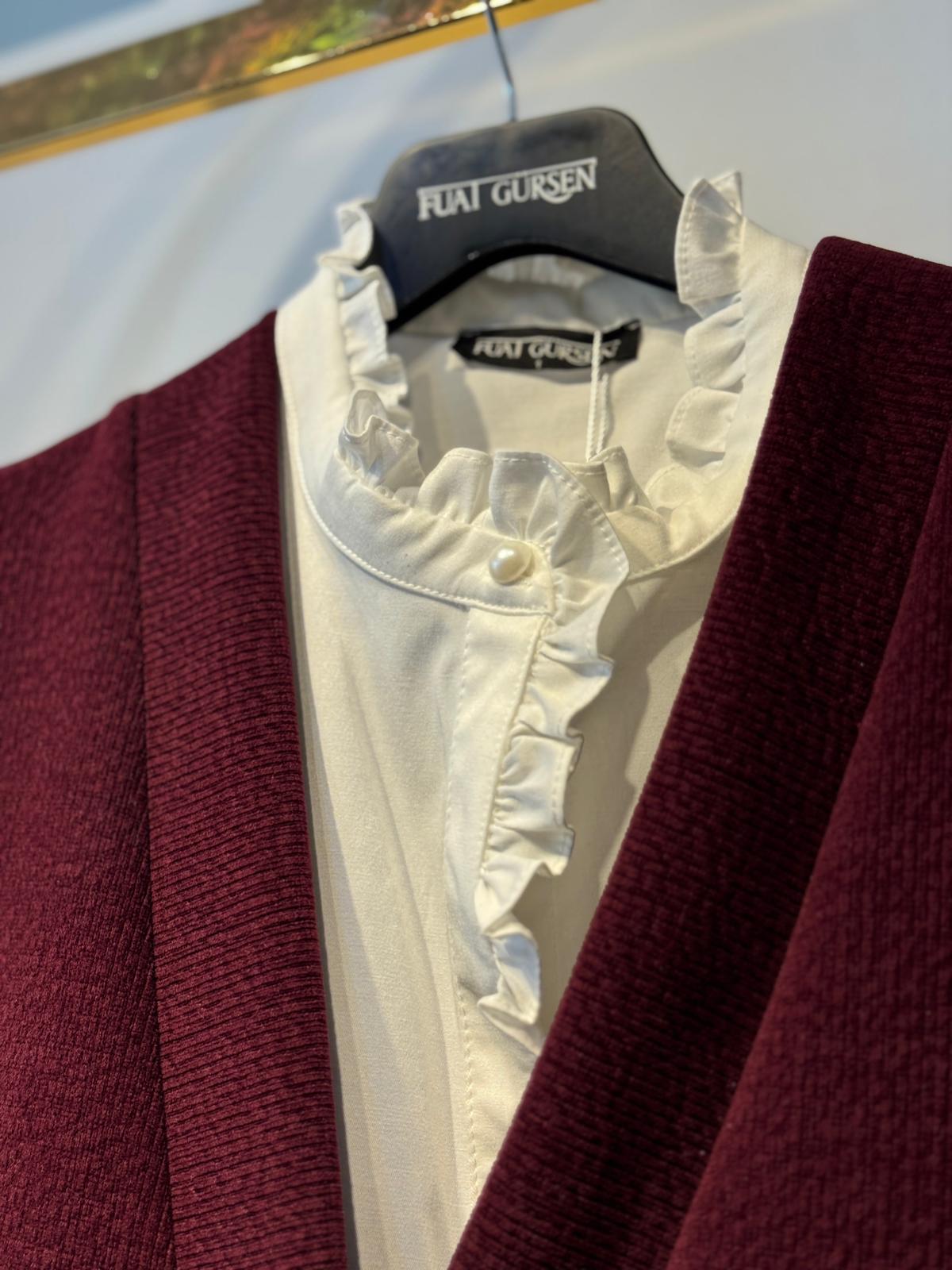 FUAT GÜRSEN Matmazel Gömlek - Triko Gold/Pırlanta Düğmeli Hırka İkili Takım