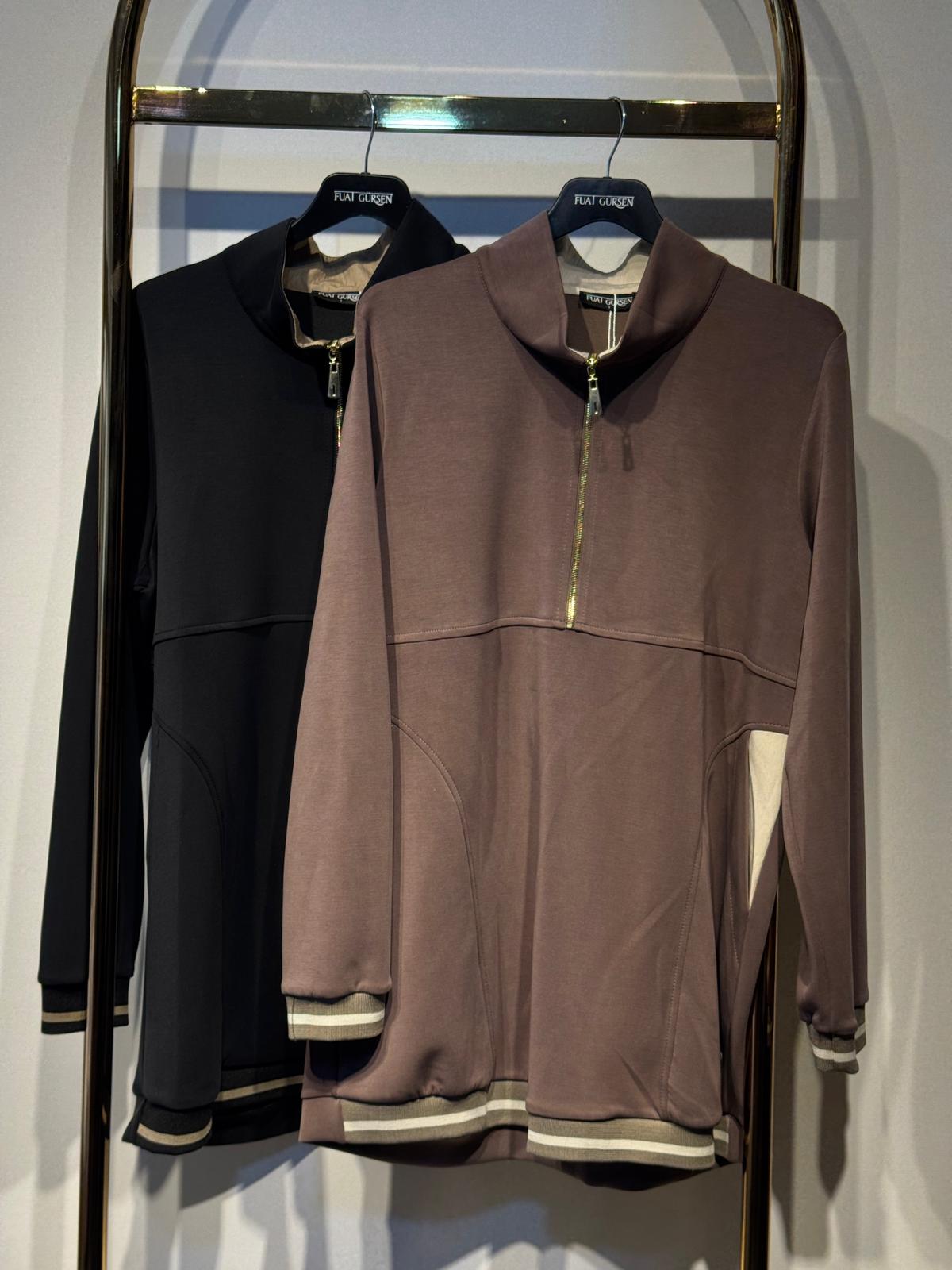 FUAT GÜRSEN Hakim Yaka Detaylı Gold Fermuarlı Ceket