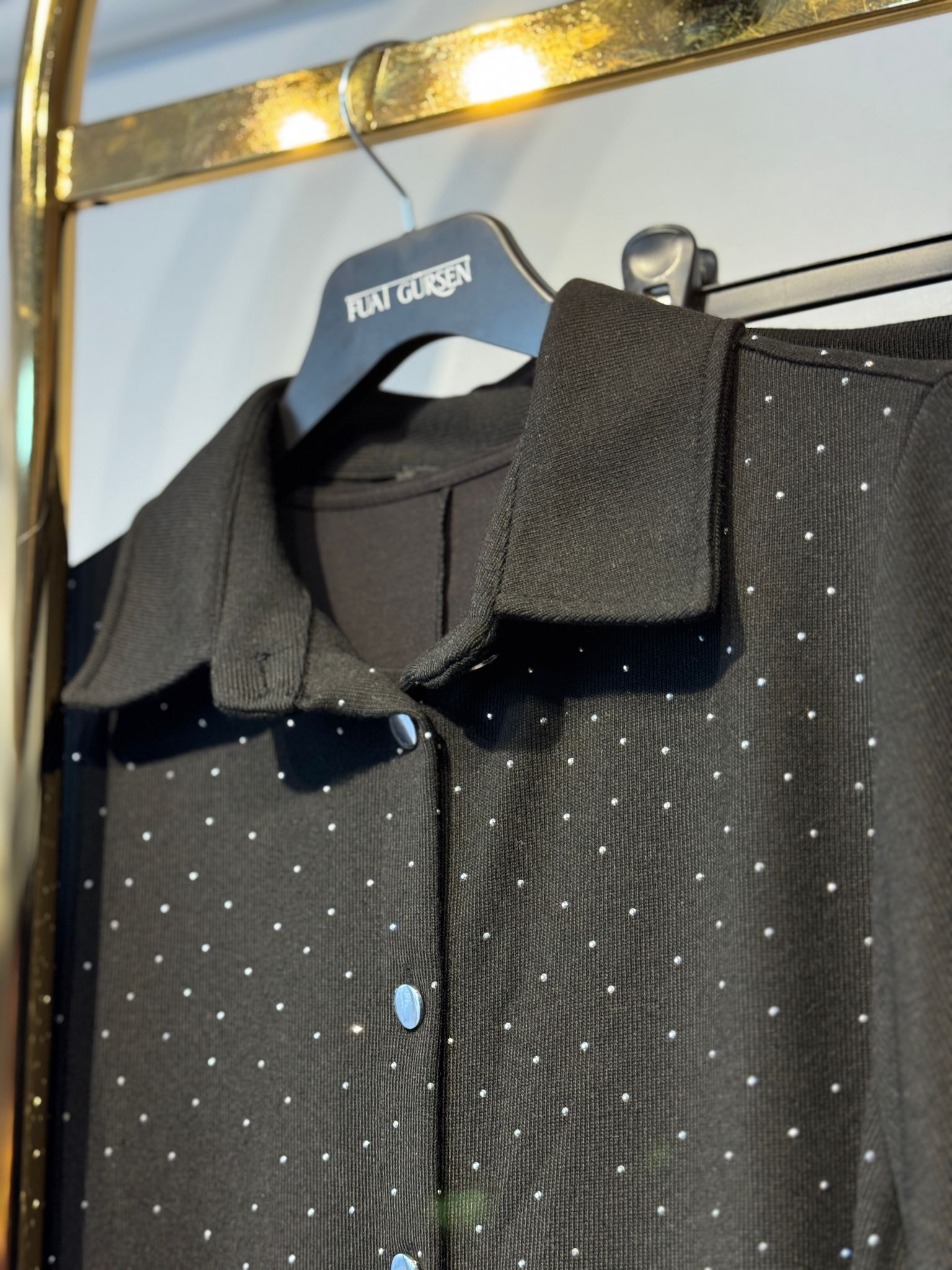 FUAT GÜRSEN Triko Birleşik İçlikli Pırlanta İşlemeli Gömlek Astarlı Etek Takım