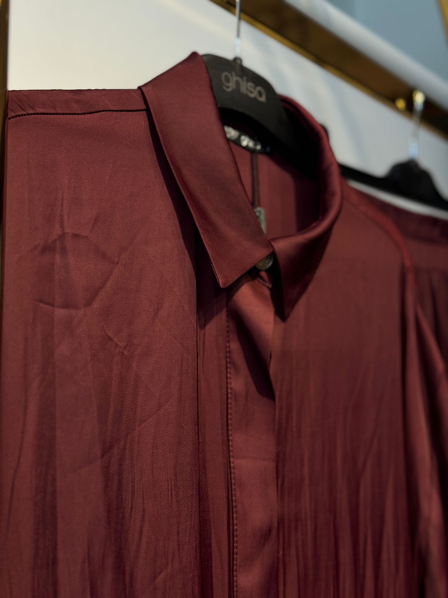 GHİSA Gizli Düğme Tasarım Gömlek - Rahat Pantolon Saten Takım