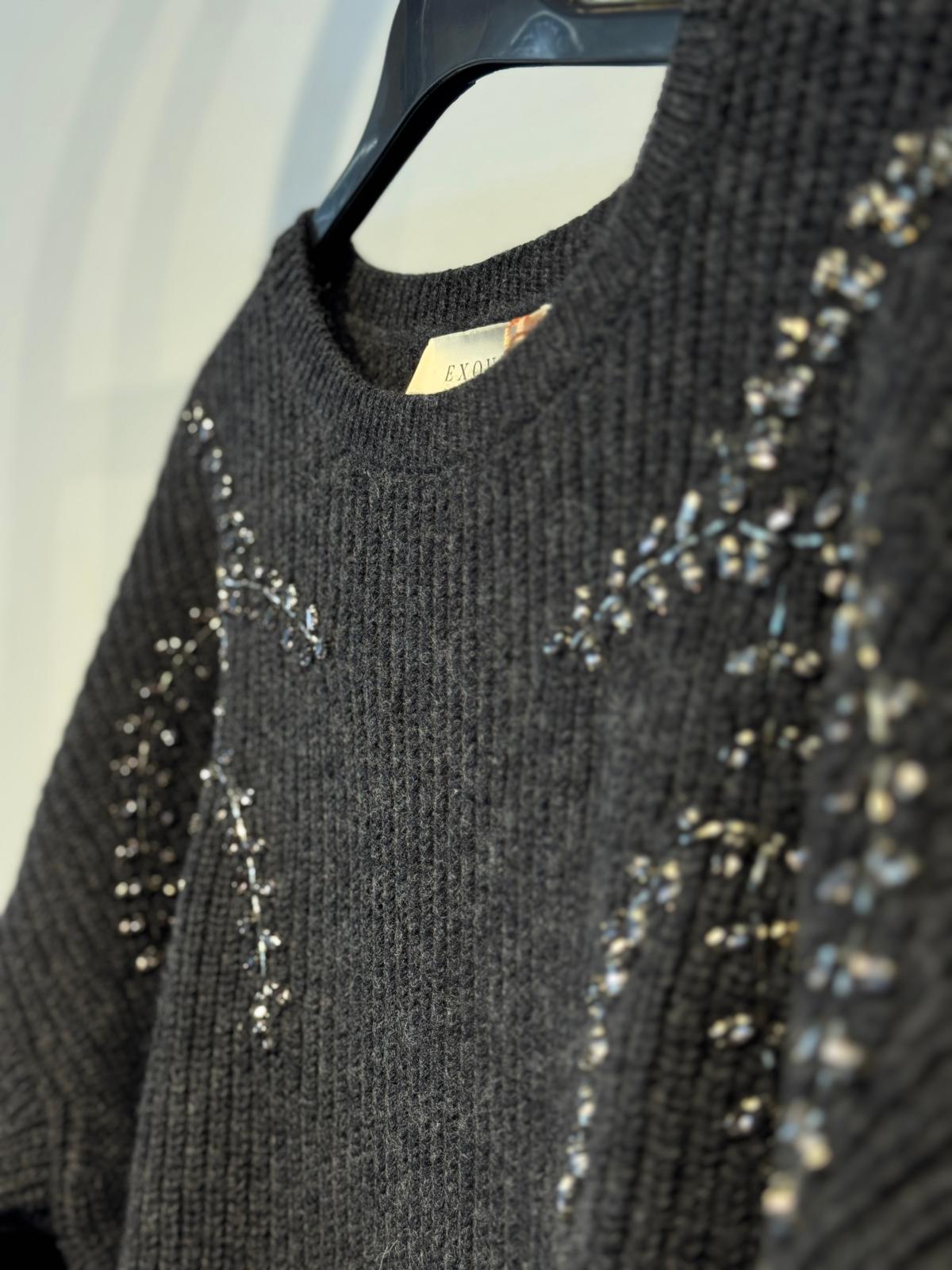 EXQUİSE Taş İşlemeli Grace Triko Bluz