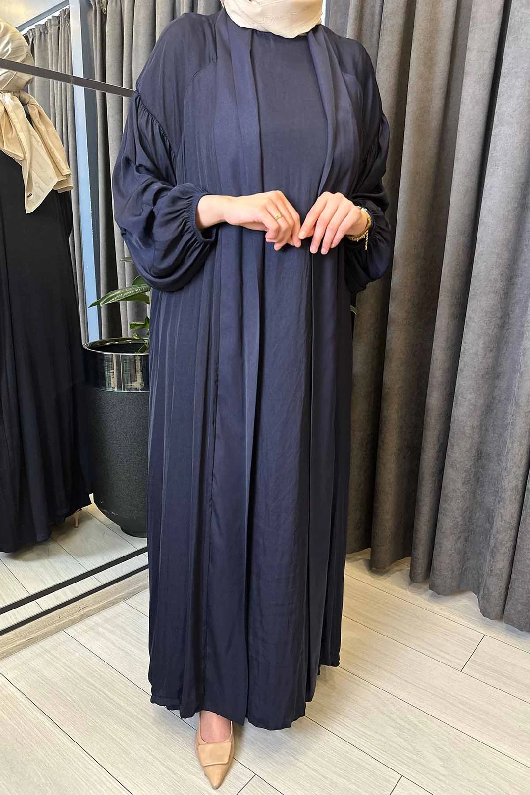 CEREMONY Memory Cupra Kolları Büzgülü Kaftan