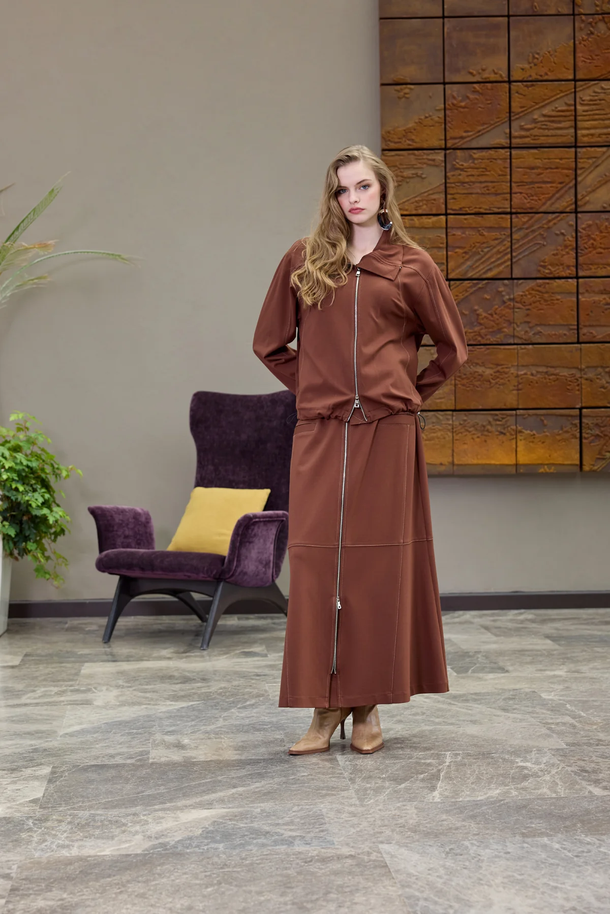 MİSSWHENCE 38201 Önden Fermuarlı Ceket -  Fermuarlı Spor Etek Takım