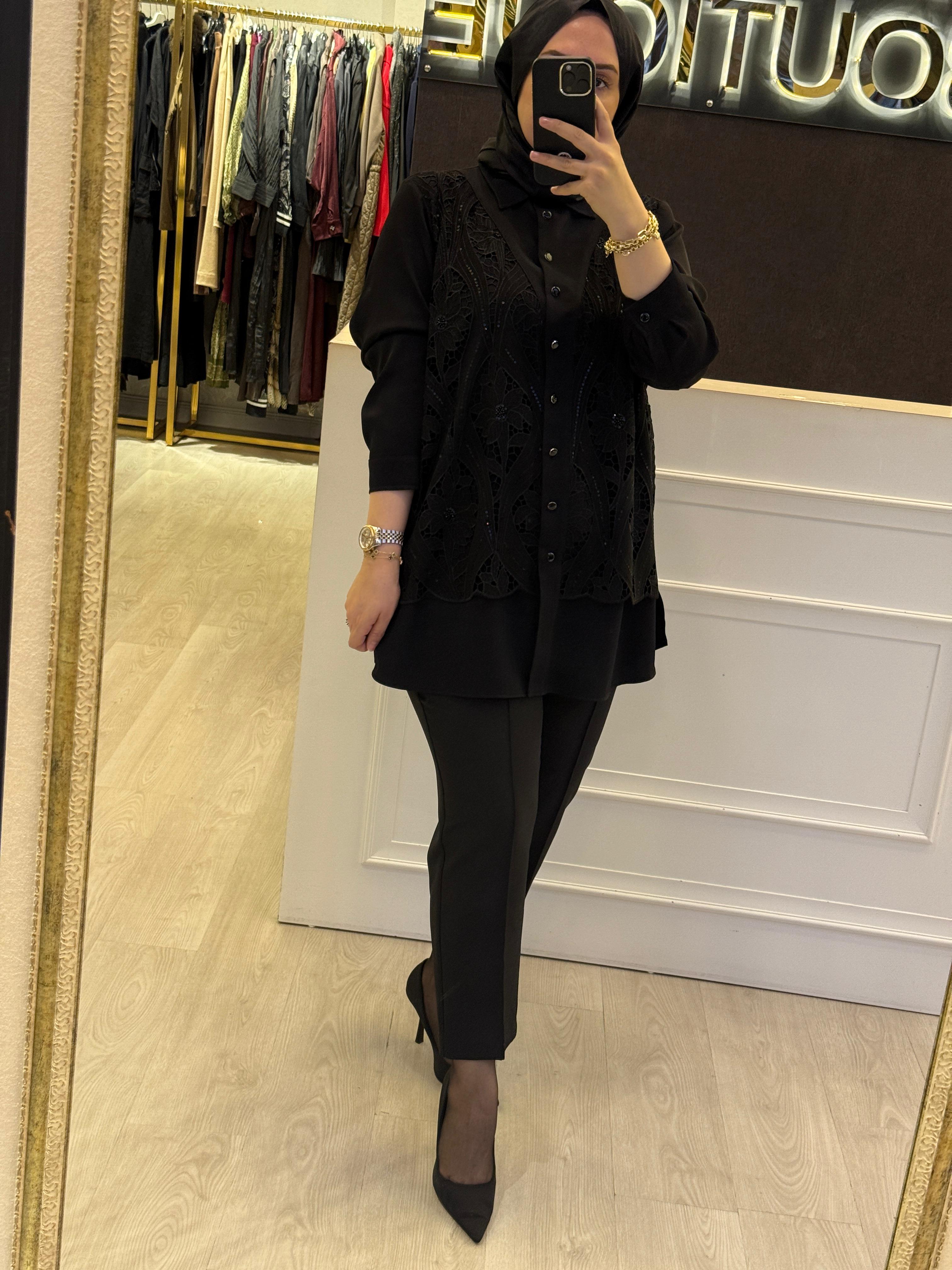 FUAT GÜRSEN Dantel Detaylı Gömlek