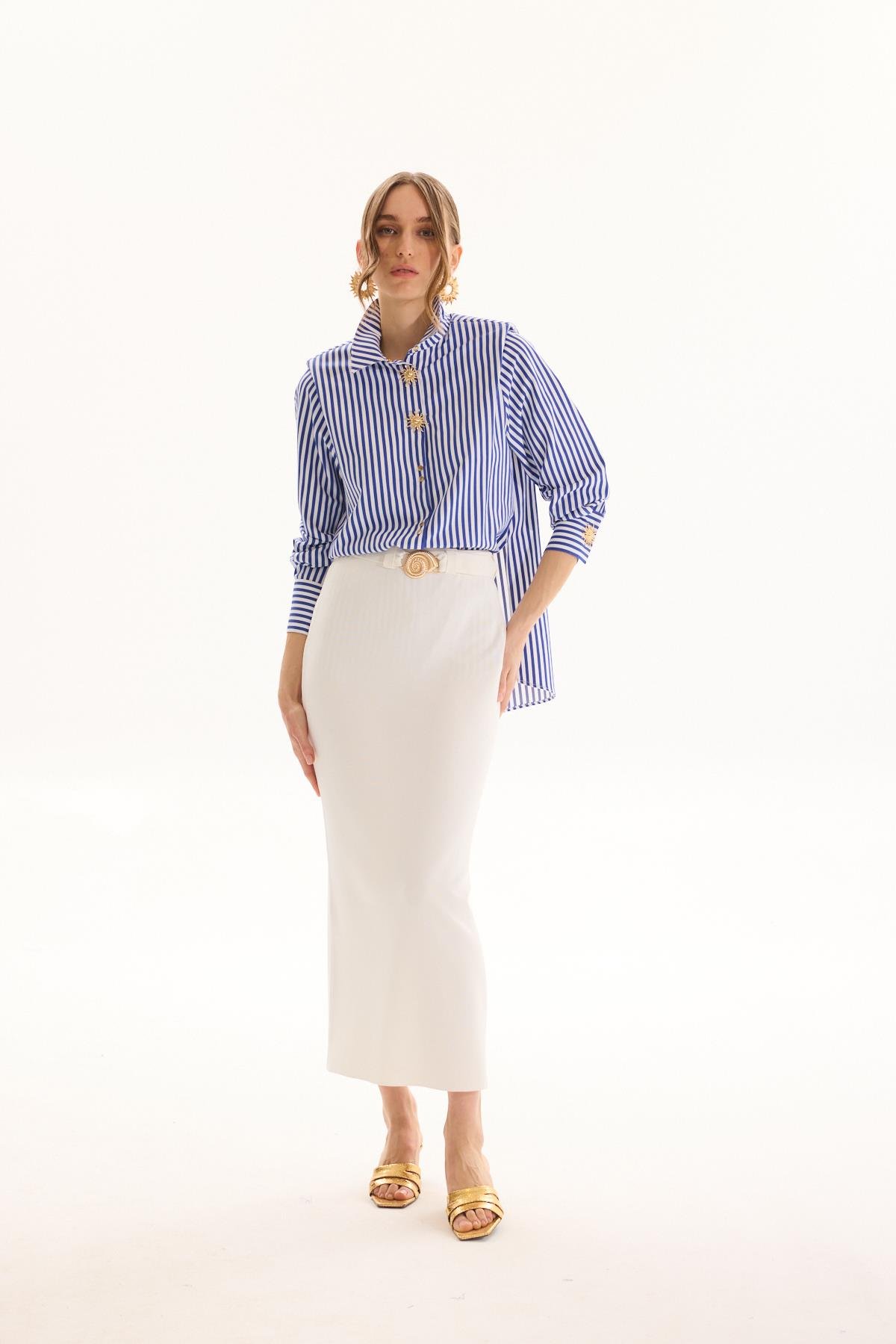 MİSSEMRAMİSS Deniz Kabuğu Detaylı Penna Triko Kalem Etek