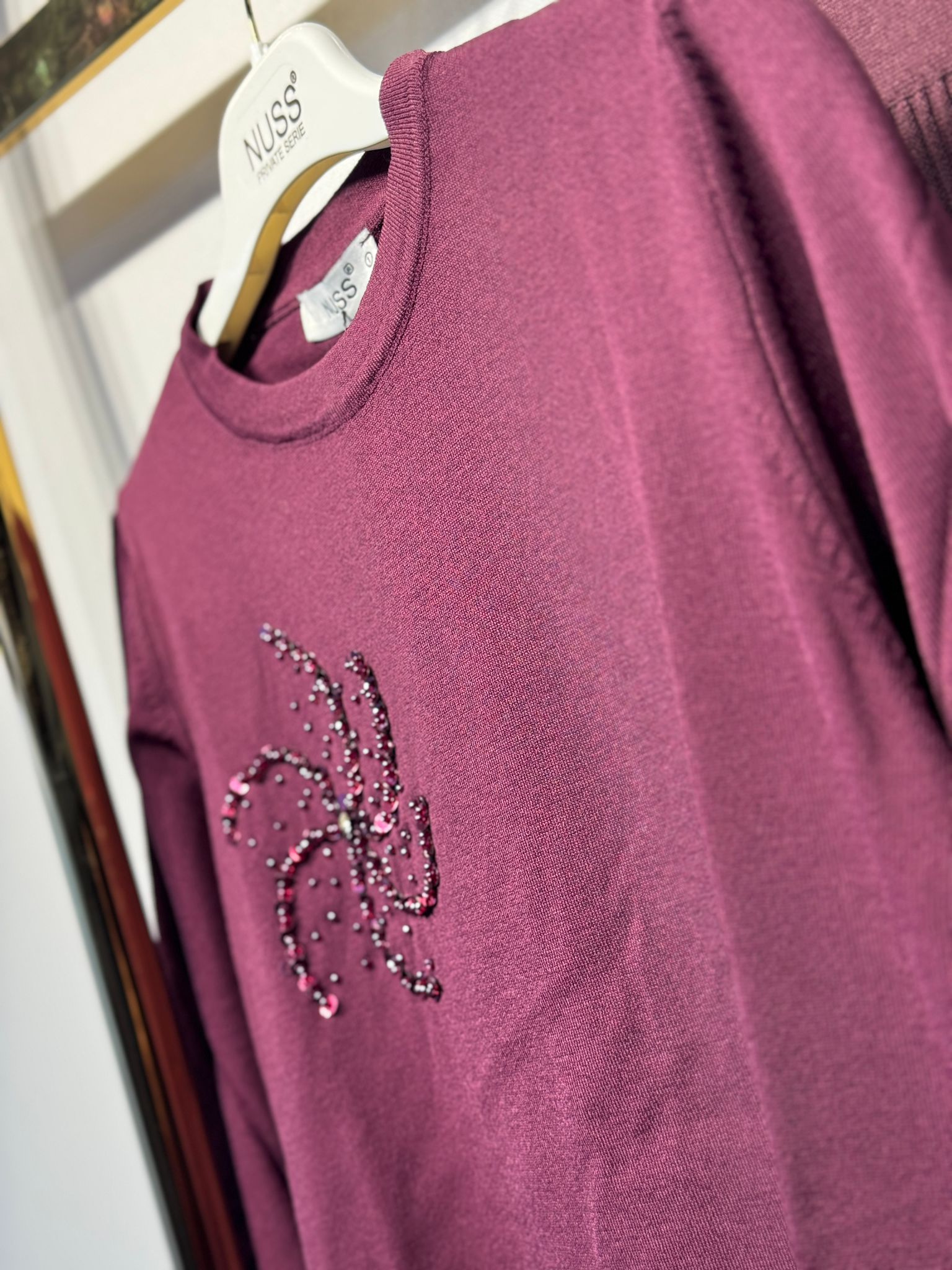 NUSS Payet İşlemeli Tunik Pliseli Etek Merserize Takım