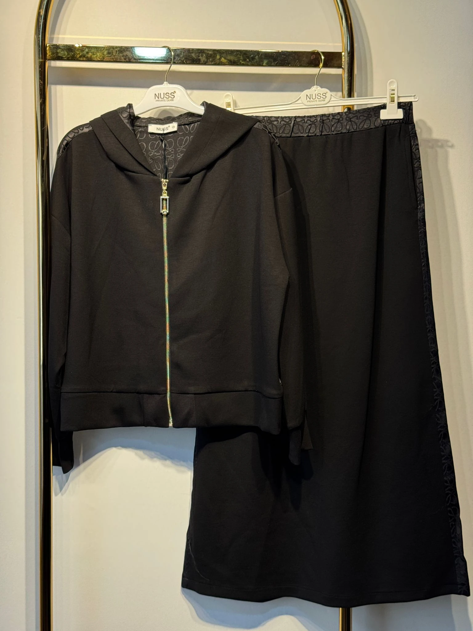 NUSS Oysho Mix Saten Kapşonlu Tunik Etek Takım