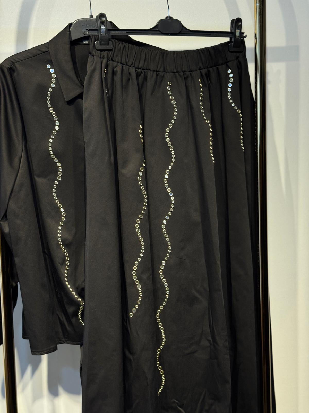 GHİSA Zımba Ayna İşlemeli Gömlek Etek Takım