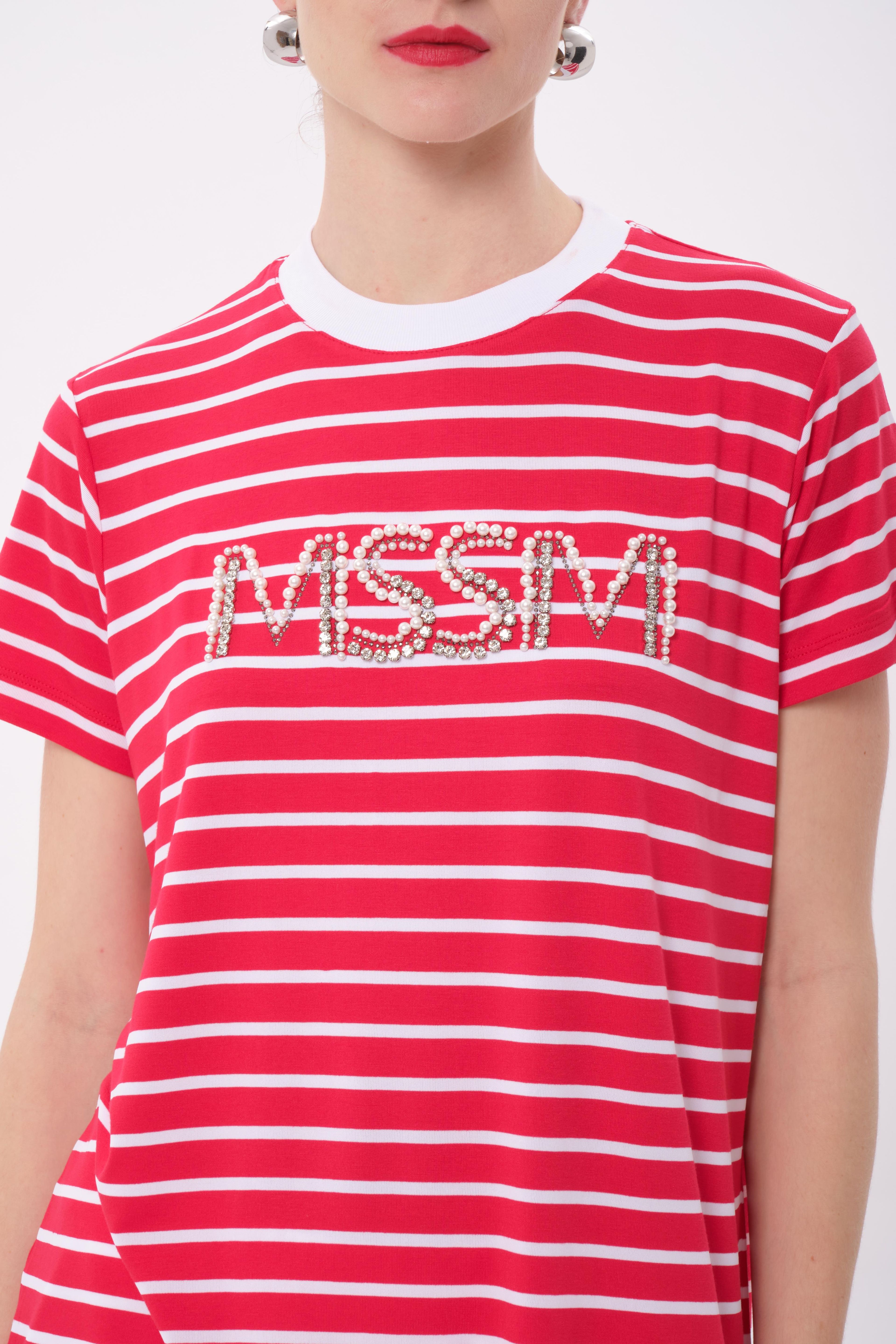 MİSSEMRAMİSS MSSM Taşlı Çizgili Tshirt