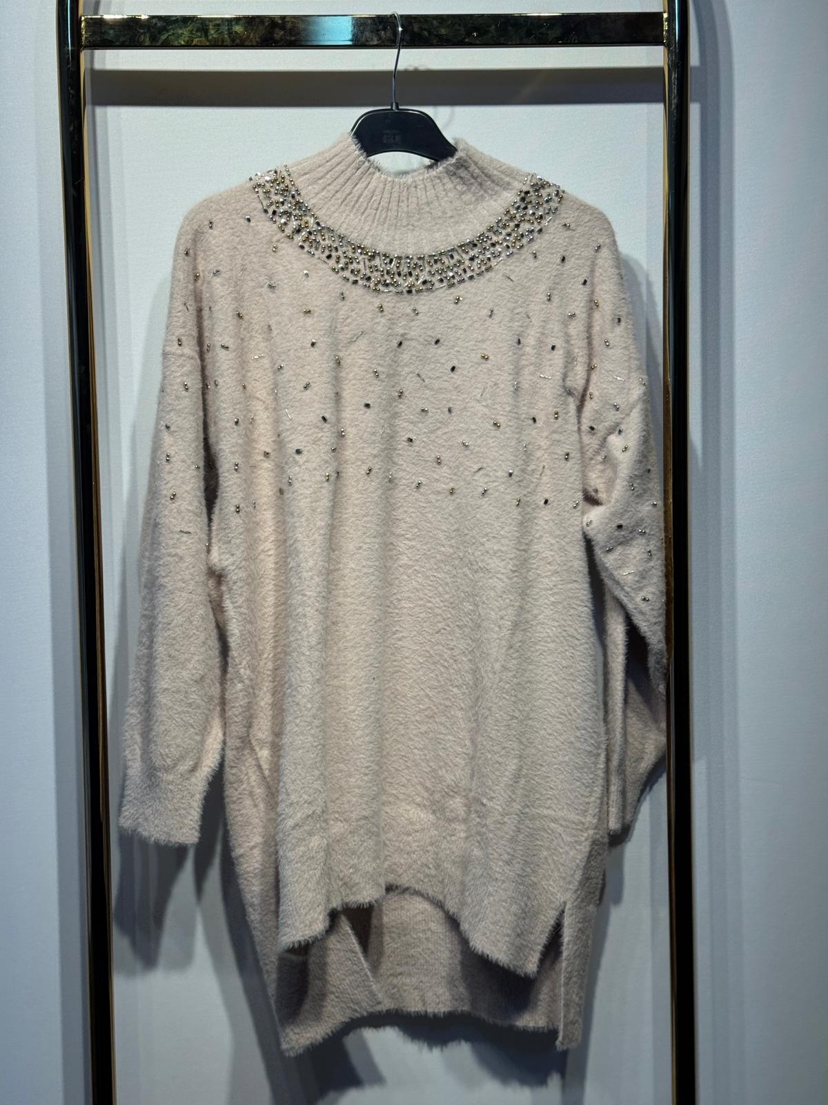 NUSS Taş İşlemeli Angora Kazak