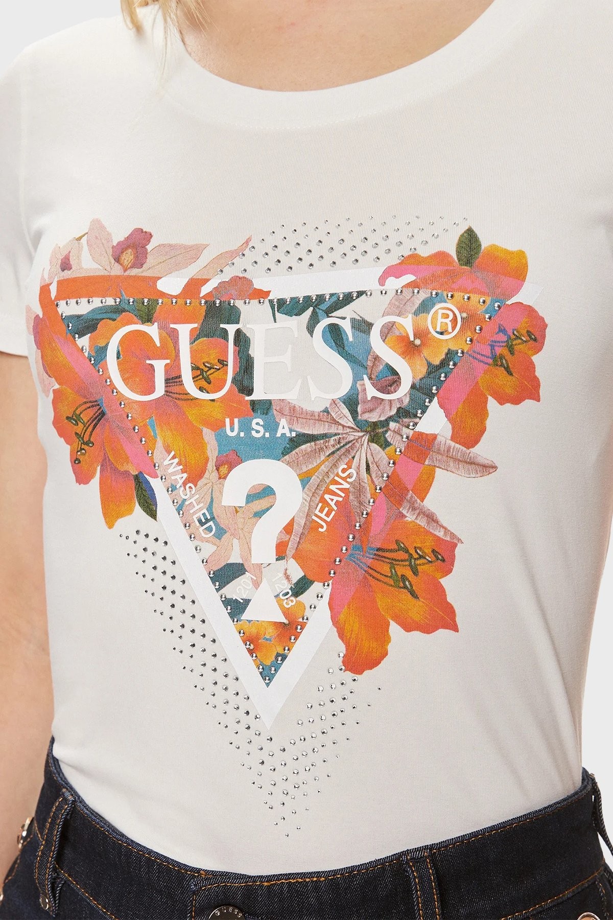 GUESS Tropical Pamuklu Slim Fit Tshirt