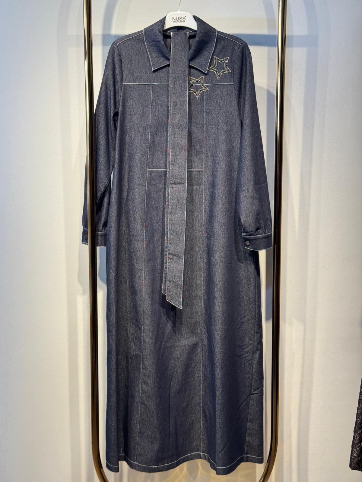 NUSS Kot Denim Uzun Elbise