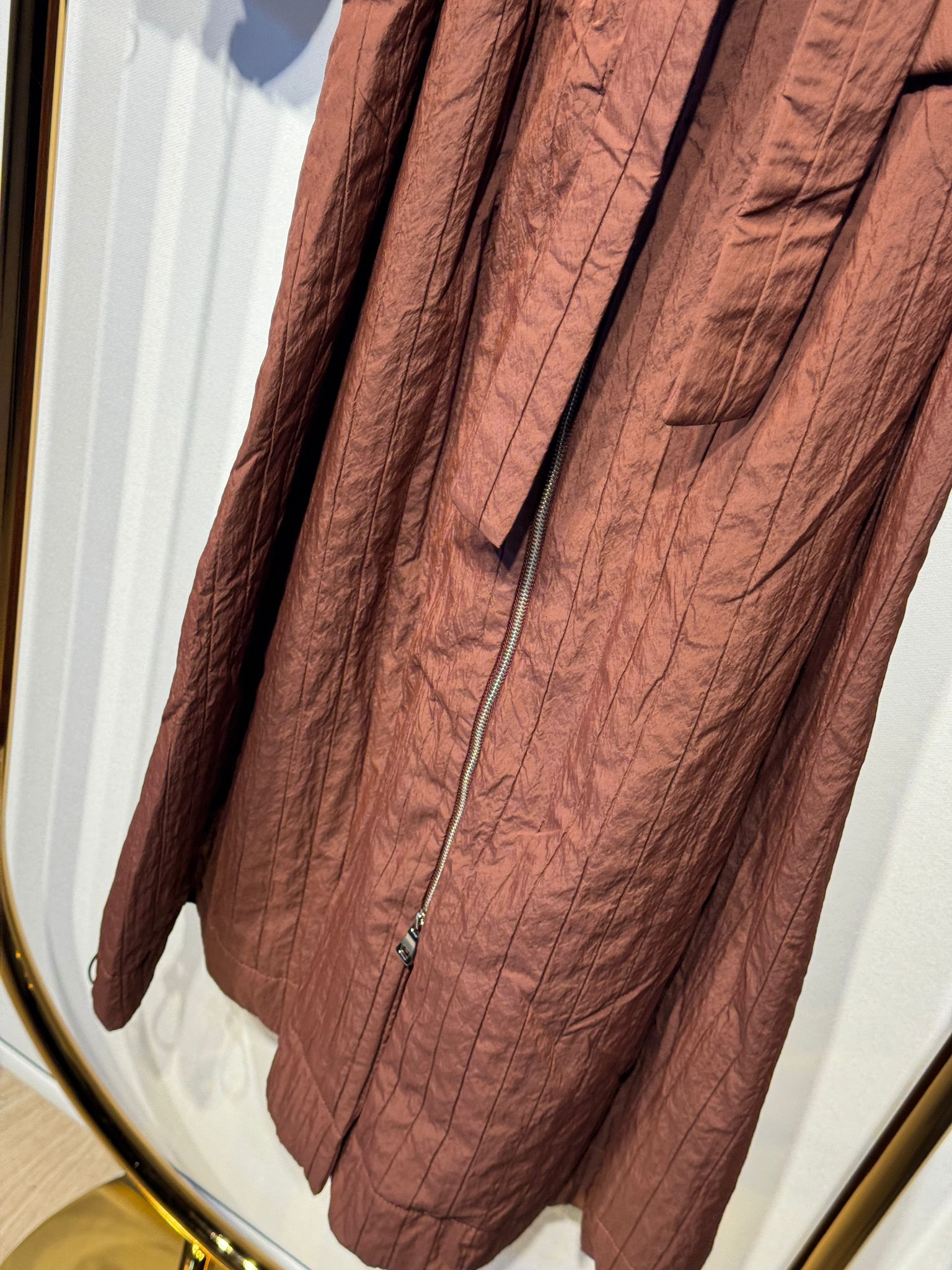 MİSSWHENCE 38508 Kabartma Kumaş Önden Fermuarlı Pardesü