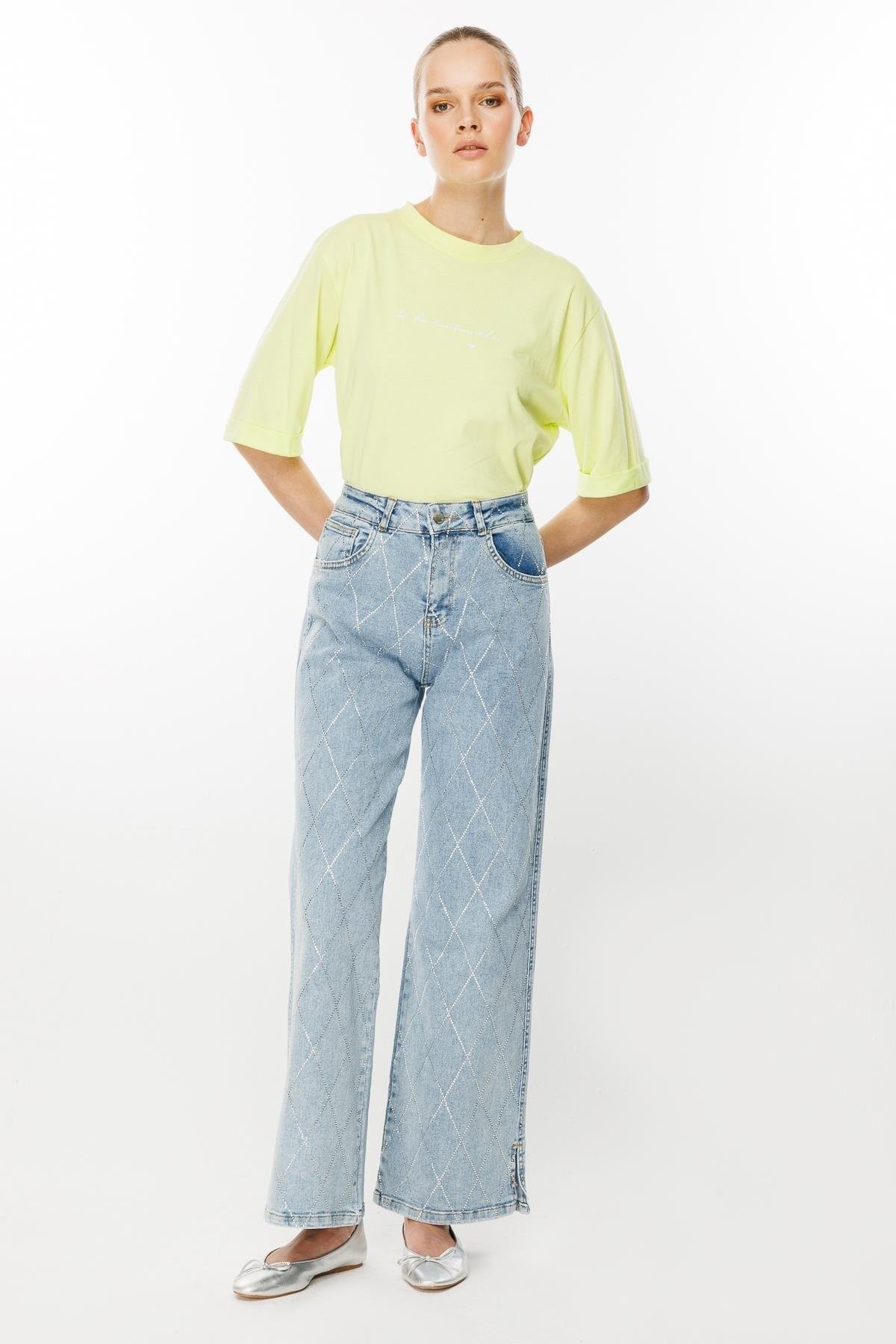 GHİSA TAŞ DETAYLI JEAN KOT PANTOLON