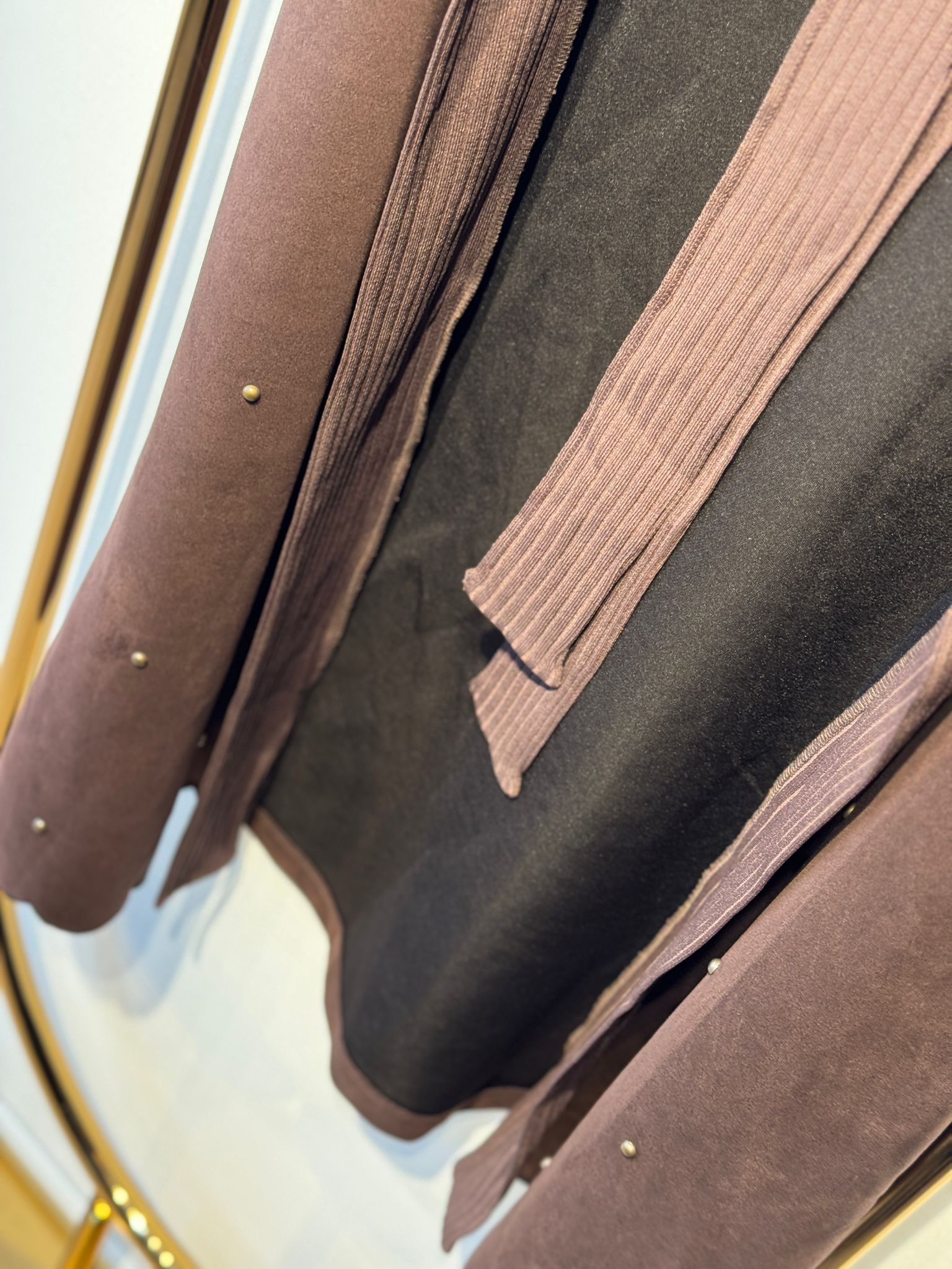 NUSS Top Boncuk İşlemeli Süet Mix Triko Uzun Kap